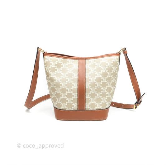 Celine Small Bucket Triomphe Canvas Grege Calfskin