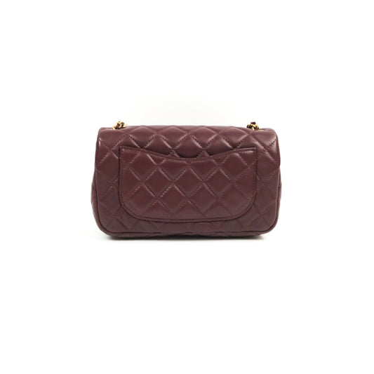 Chanel Mini Rectangular Pearl Crush Burgundy Lambskin Aged Gold Hardware