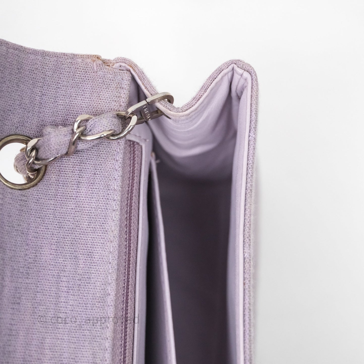 Chanel Medium Single Jersey Flap Bag Purple Silver Hardware