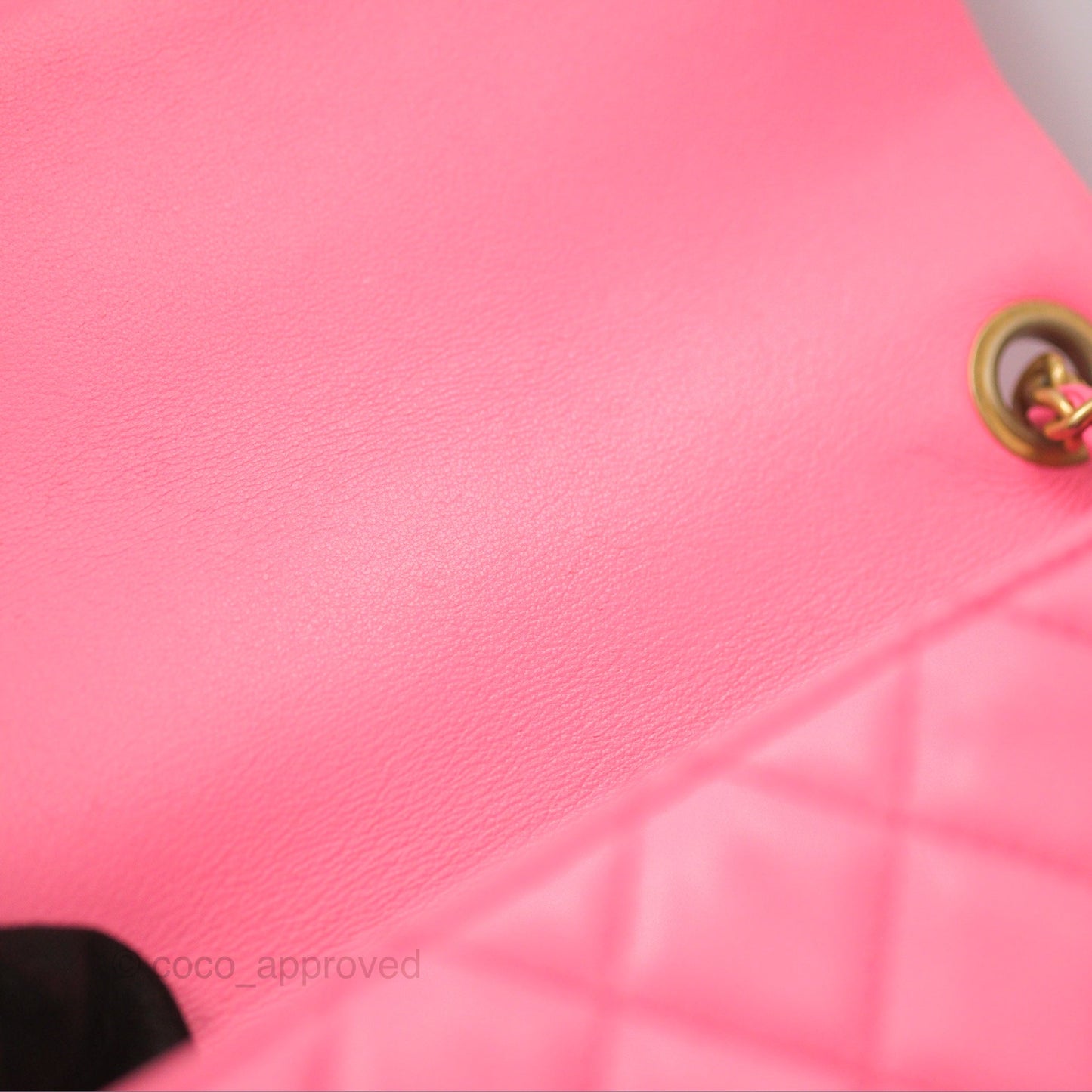 Chanel Mini Rectangular Pearl Crush Quilted Pink Lambskin Aged Gold Hardware
