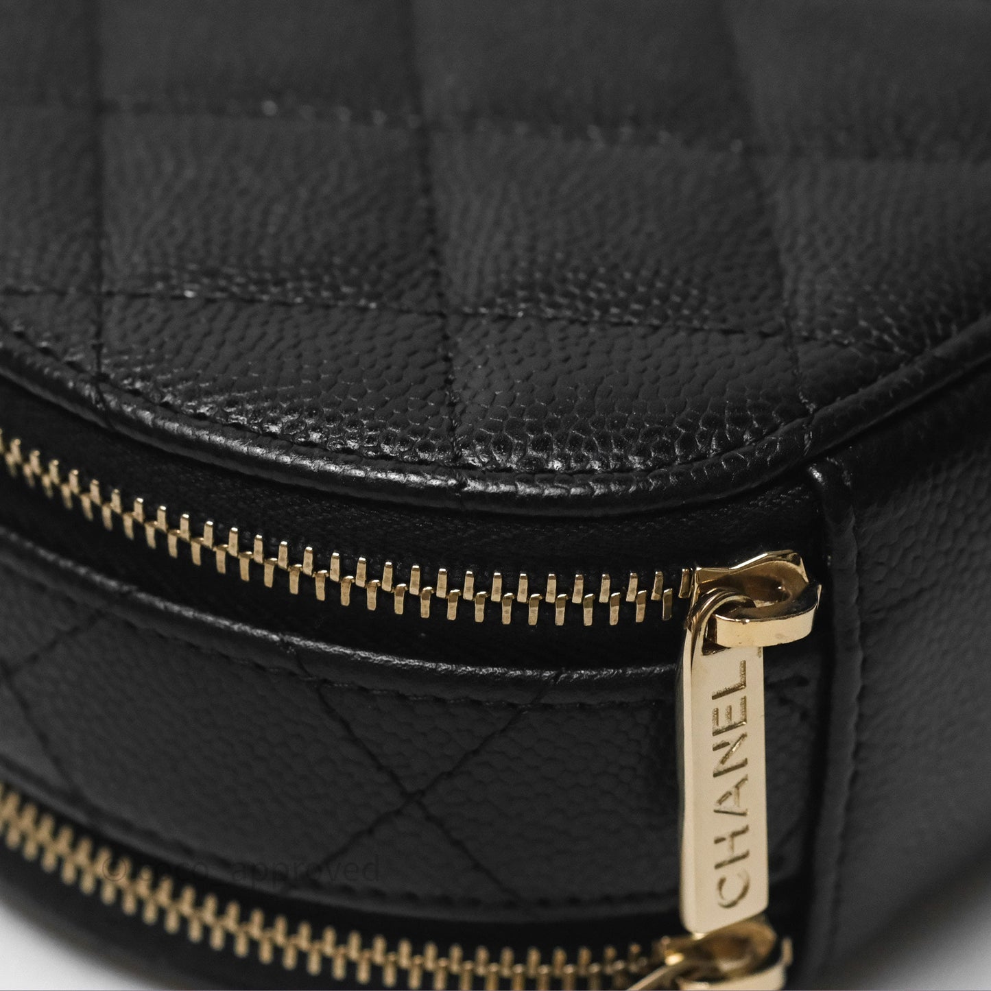 Chanel Mini Round Vanity Bag Handle With Care Black Caviar 22C