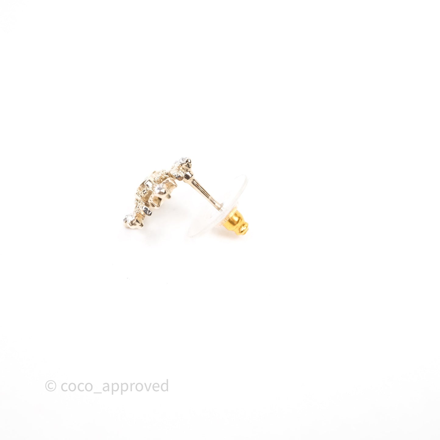 Chanel Crystals Snowflake CC Earrings Gold Tone 19B