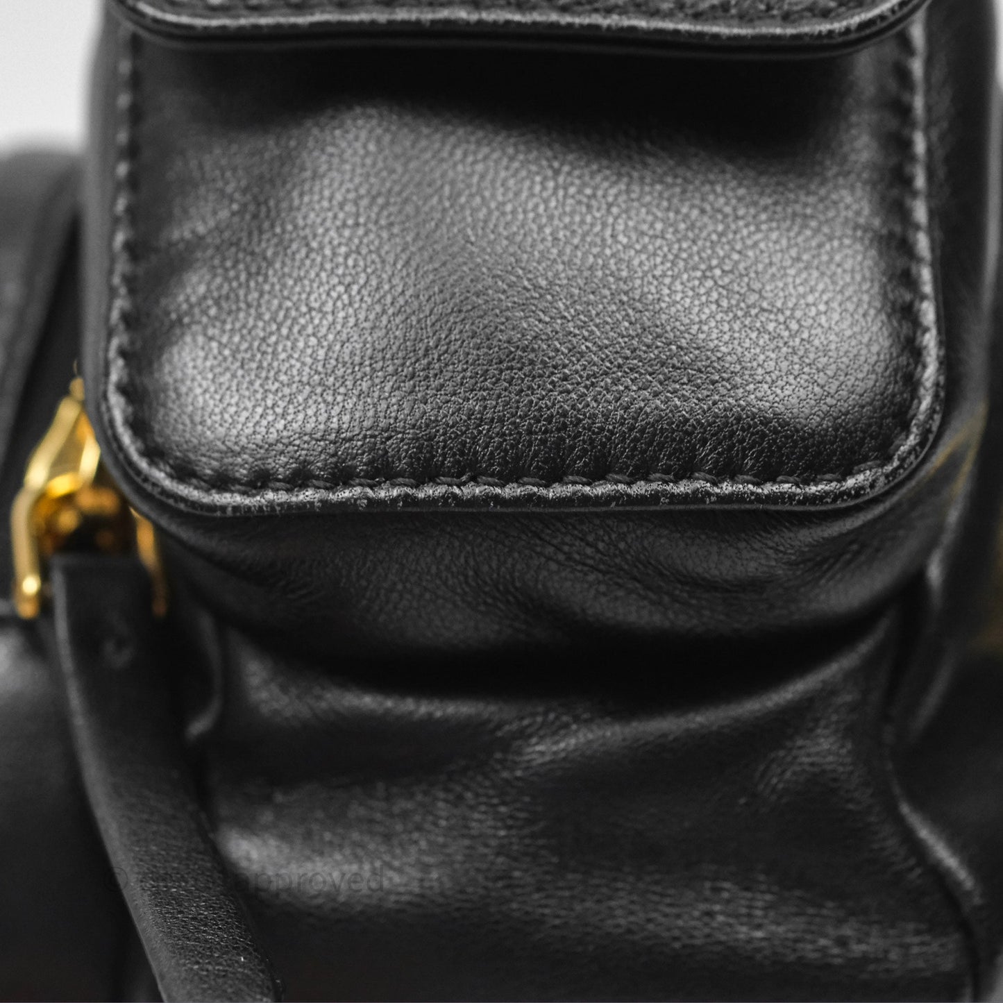 Miu Miu Nappa Leather Pocket Bag Black Lambskin Gold Hardware