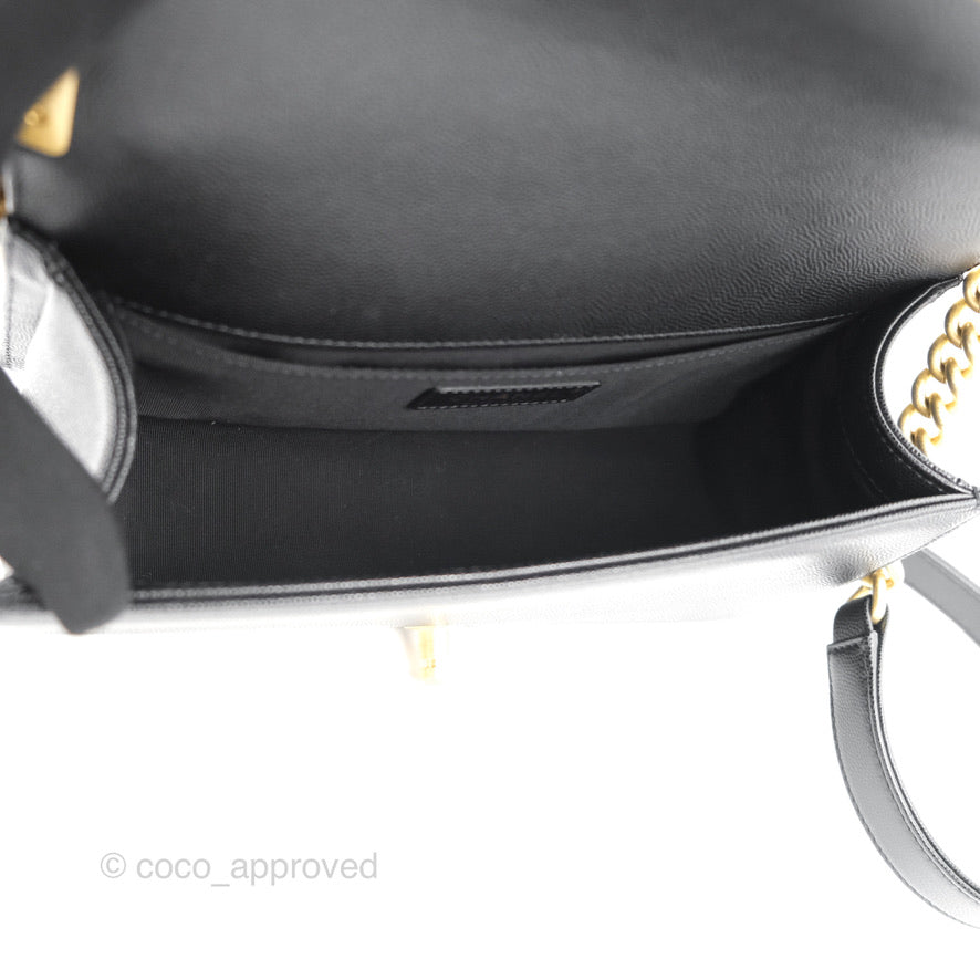 Chanel Quilted Medium Boy Black Caviar Aged Gold Hardware