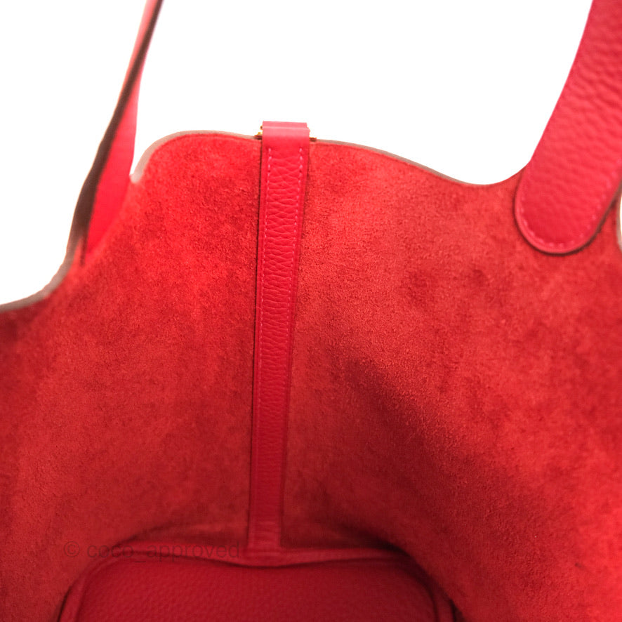 Hermès Picotin 22 Red Rouge Clemence Gold Hardware