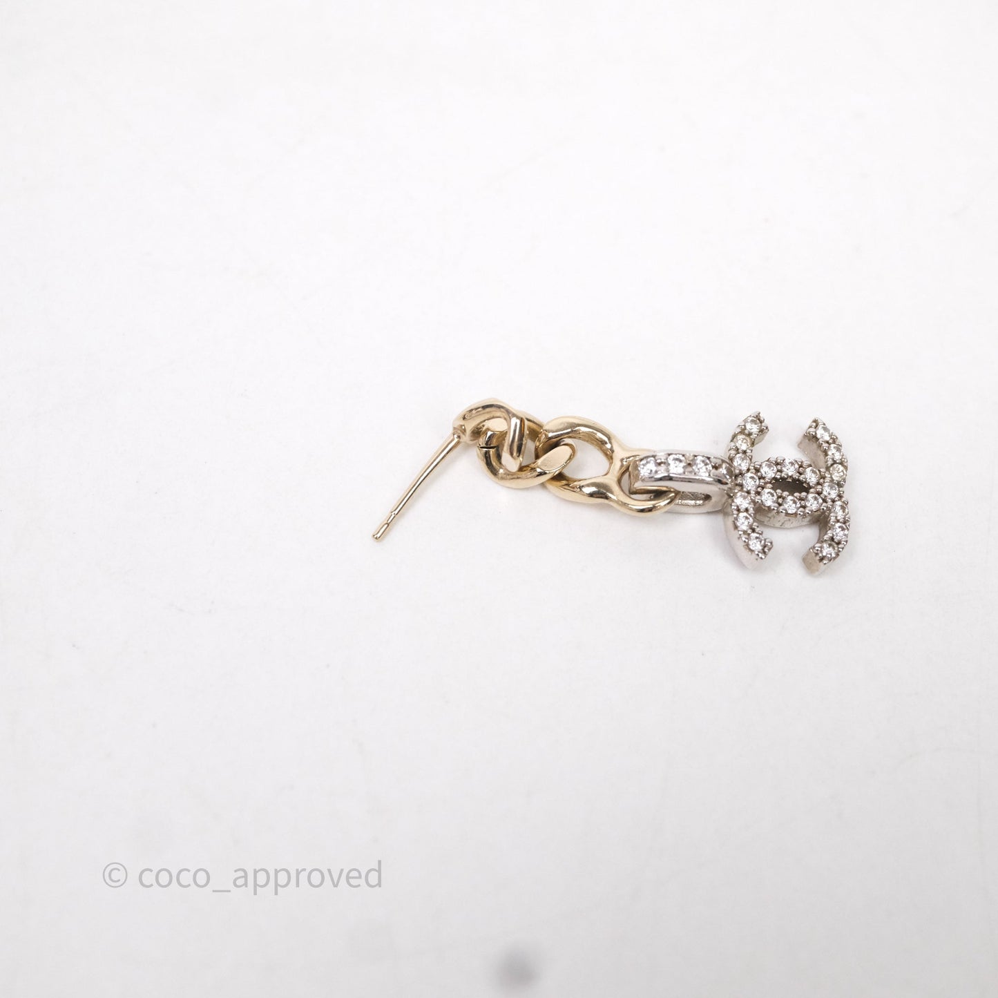 Chanel CC Crystal Drop Earrings Gold Tone 22S