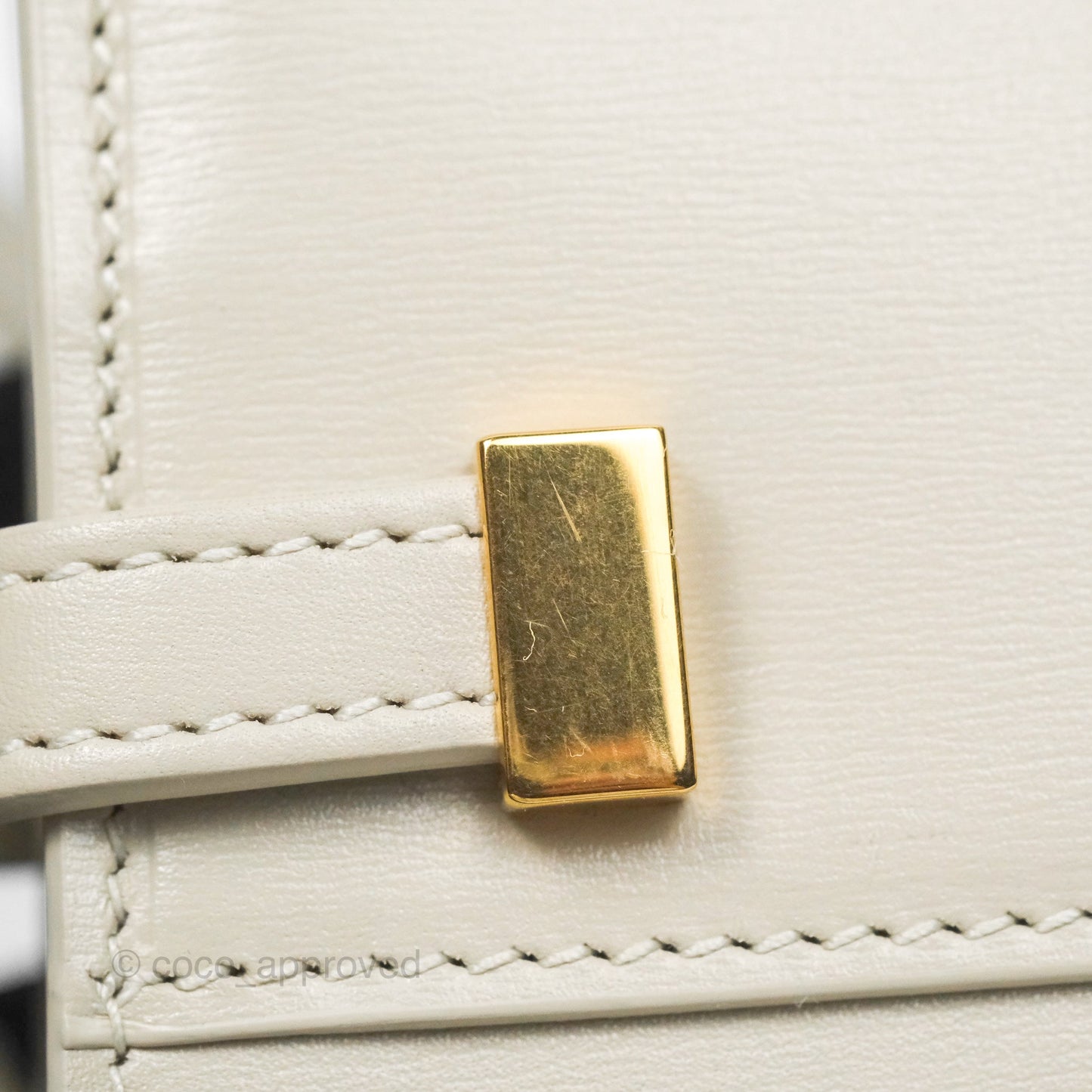Saint Laurent Mini Manhattan Box Calfskin Blanc Vintage Gold Hardware