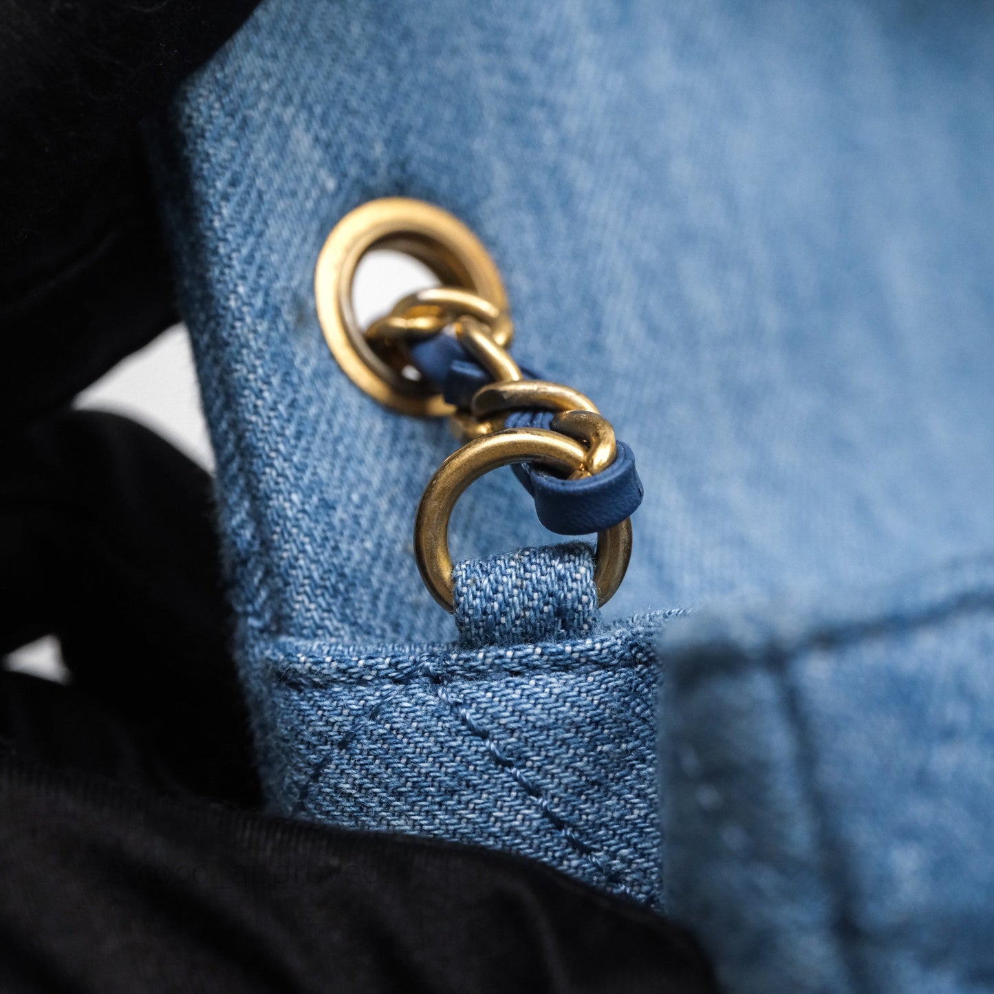 Chanel Mini Rectangular Pearl Crush Flap Quilted Denim Aged Gold Hardware