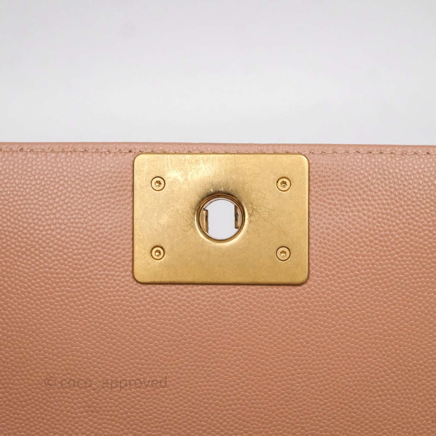 Chanel Small Boy Caviar Beige Pink Bag Aged Gold Hardware