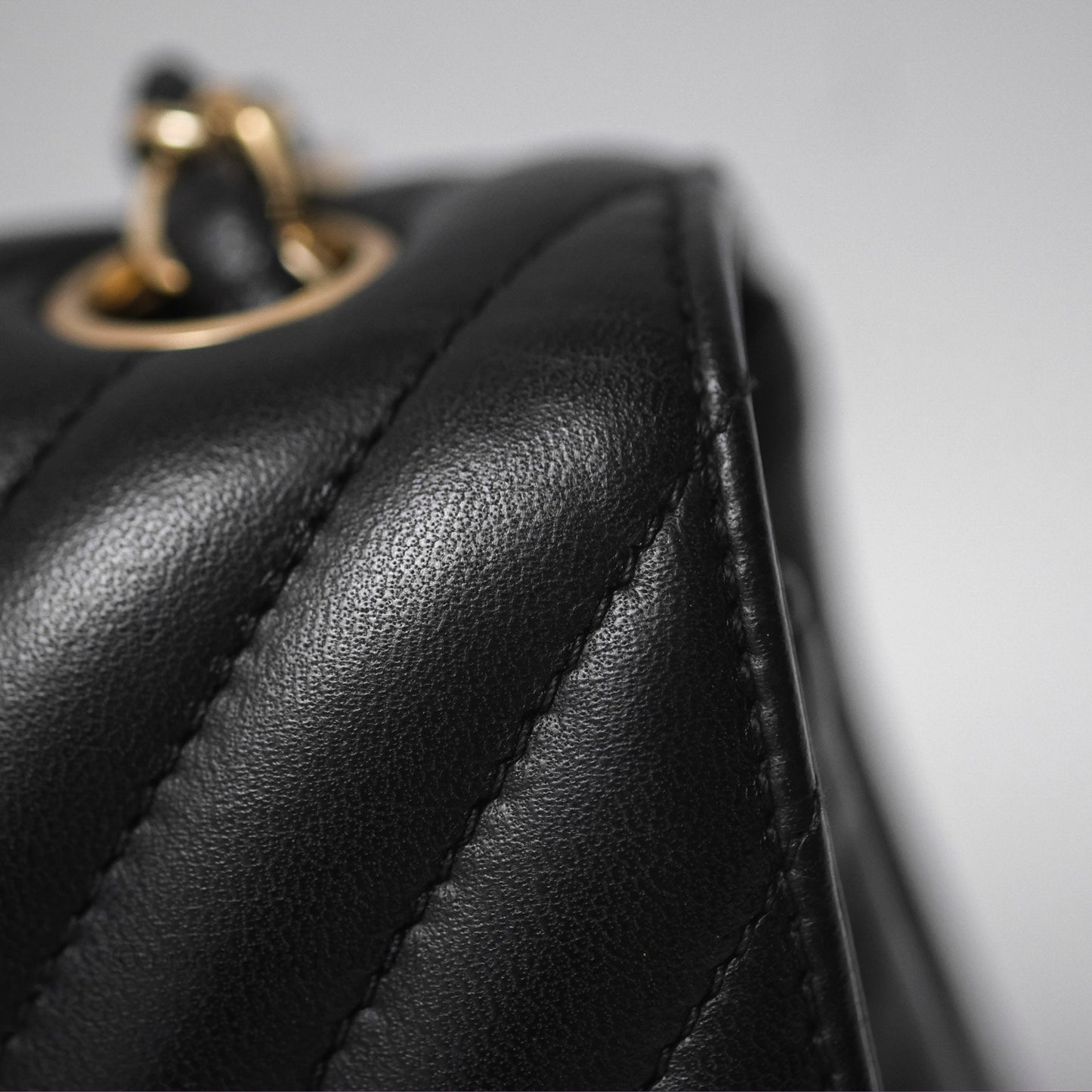 Chanel Mini Rectangular Chevron Black Lambskin Gold Hardware