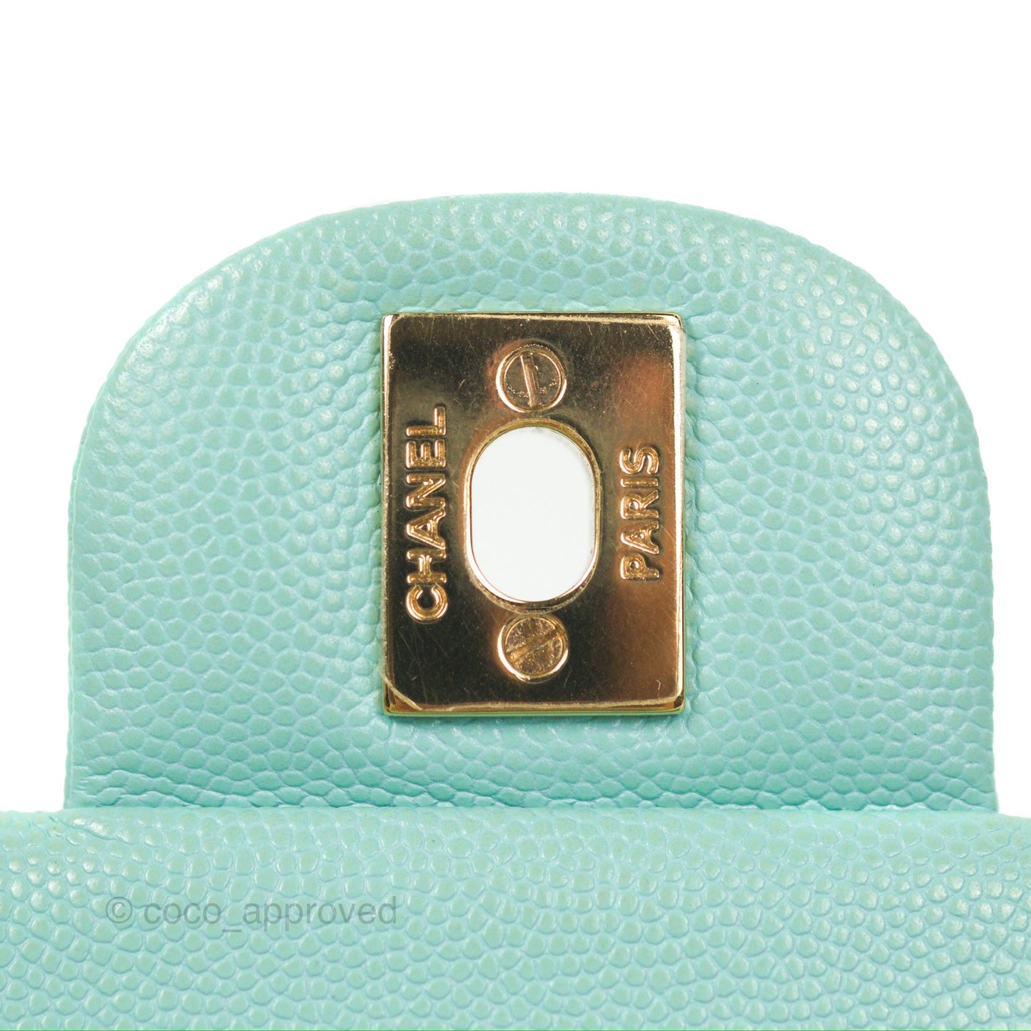 Chanel Small Classic Quilted Flap Tiffany Blue Caviar Gold Hardware 20C
