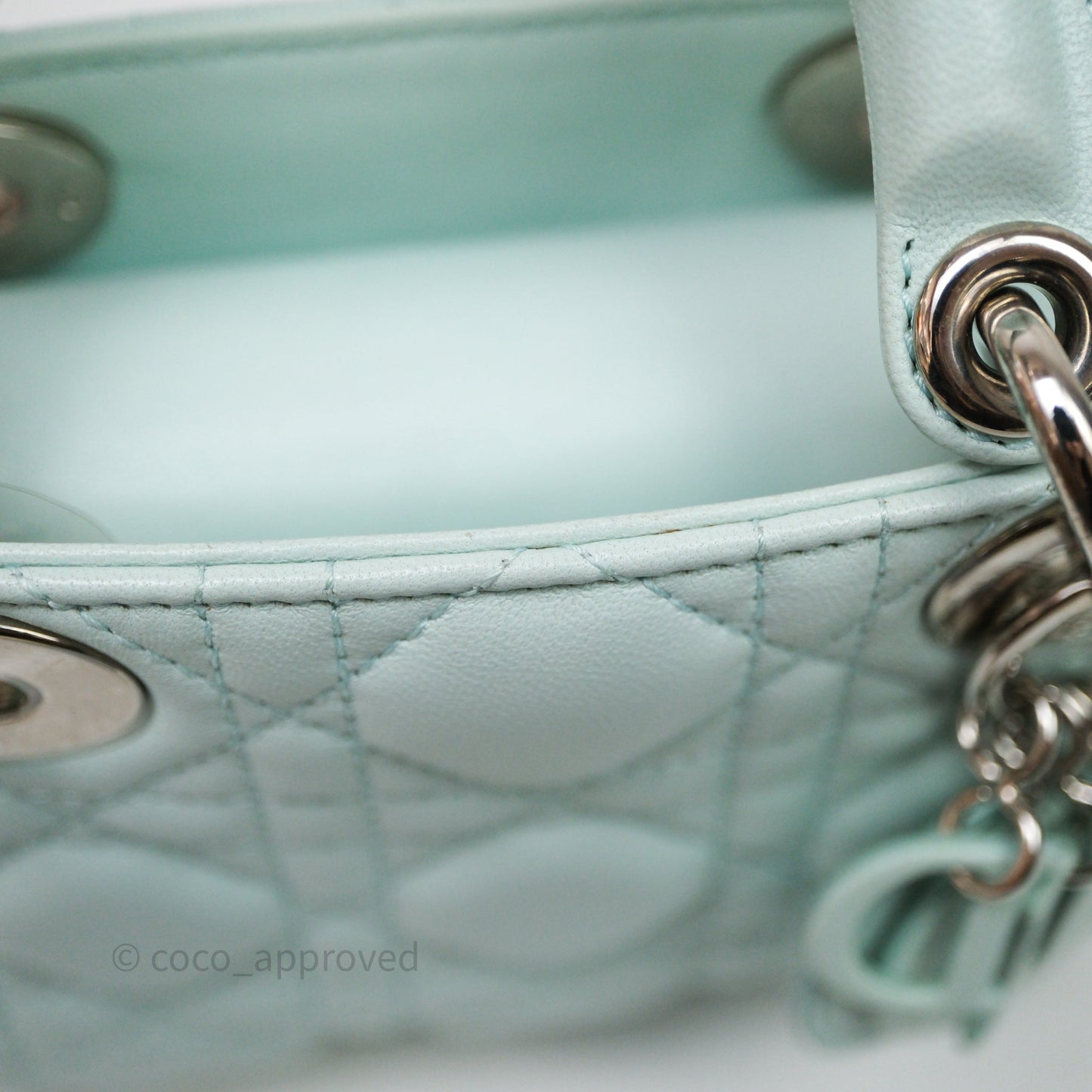 Christian Dior Mirco Lady Dior Cannage Calfskin Light Green Matte