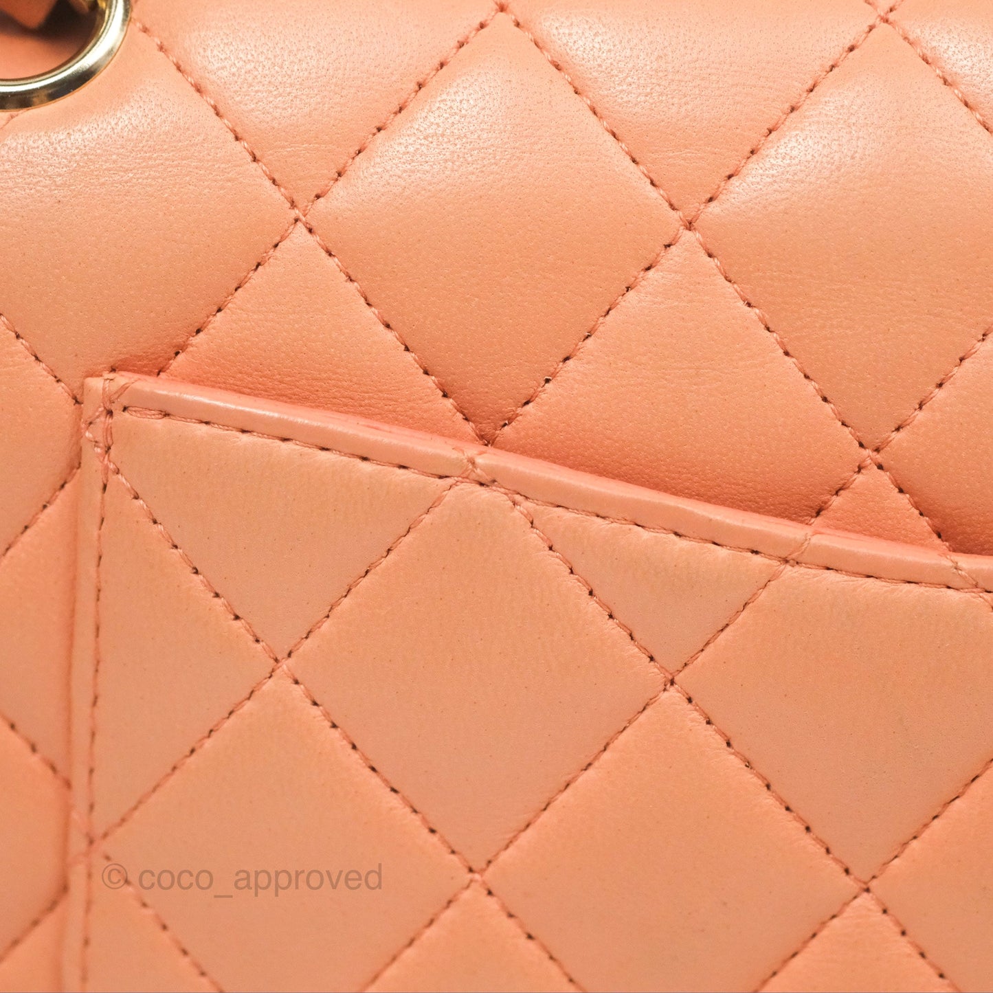 Chanel Classic M/L Medium Flap Quilted Peach Lambskin Gold Hardware