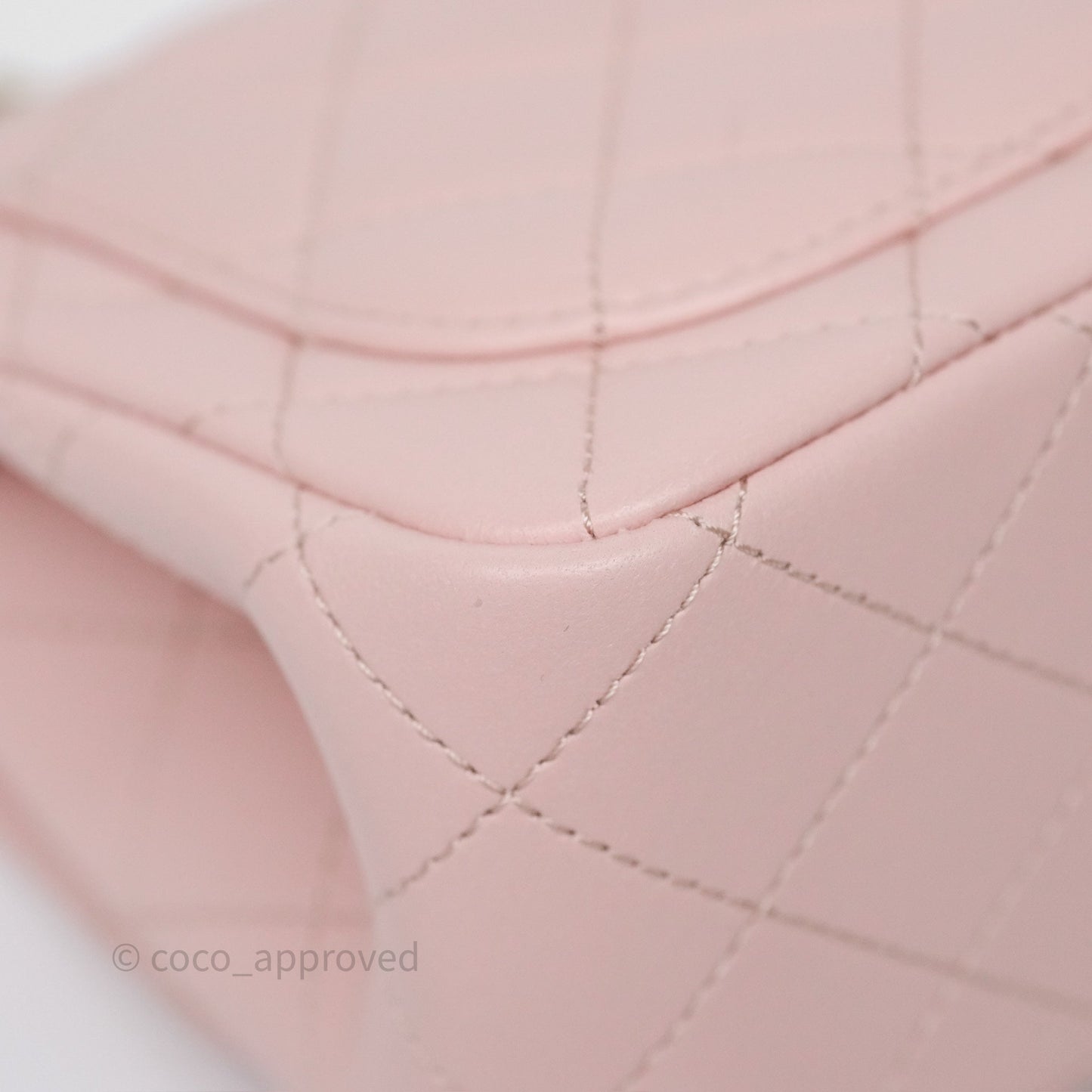 Chanel Quilted Mini Square Flap with Camellia Adjustable Chain Pink Clair Lambskin