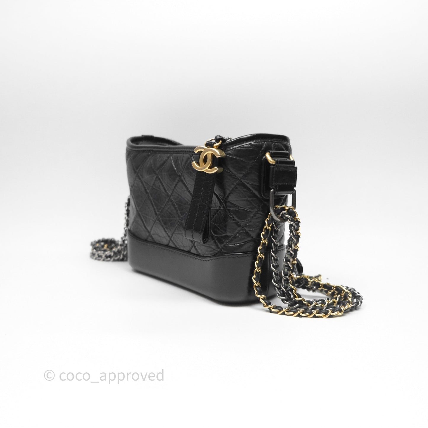 Chanel Small Gabrielle Hobo Quilted Black Aged Calfskin