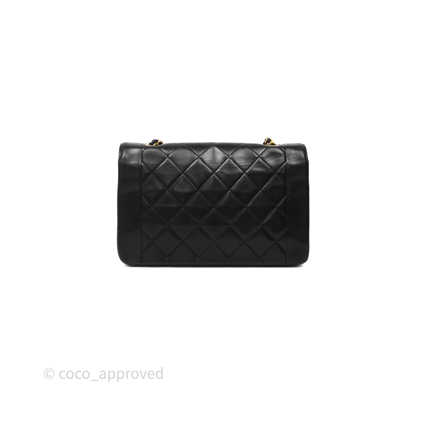Chanel Vintage Medium Classic Diana Flap Bag Black Lambskin 24K Gold Hardware