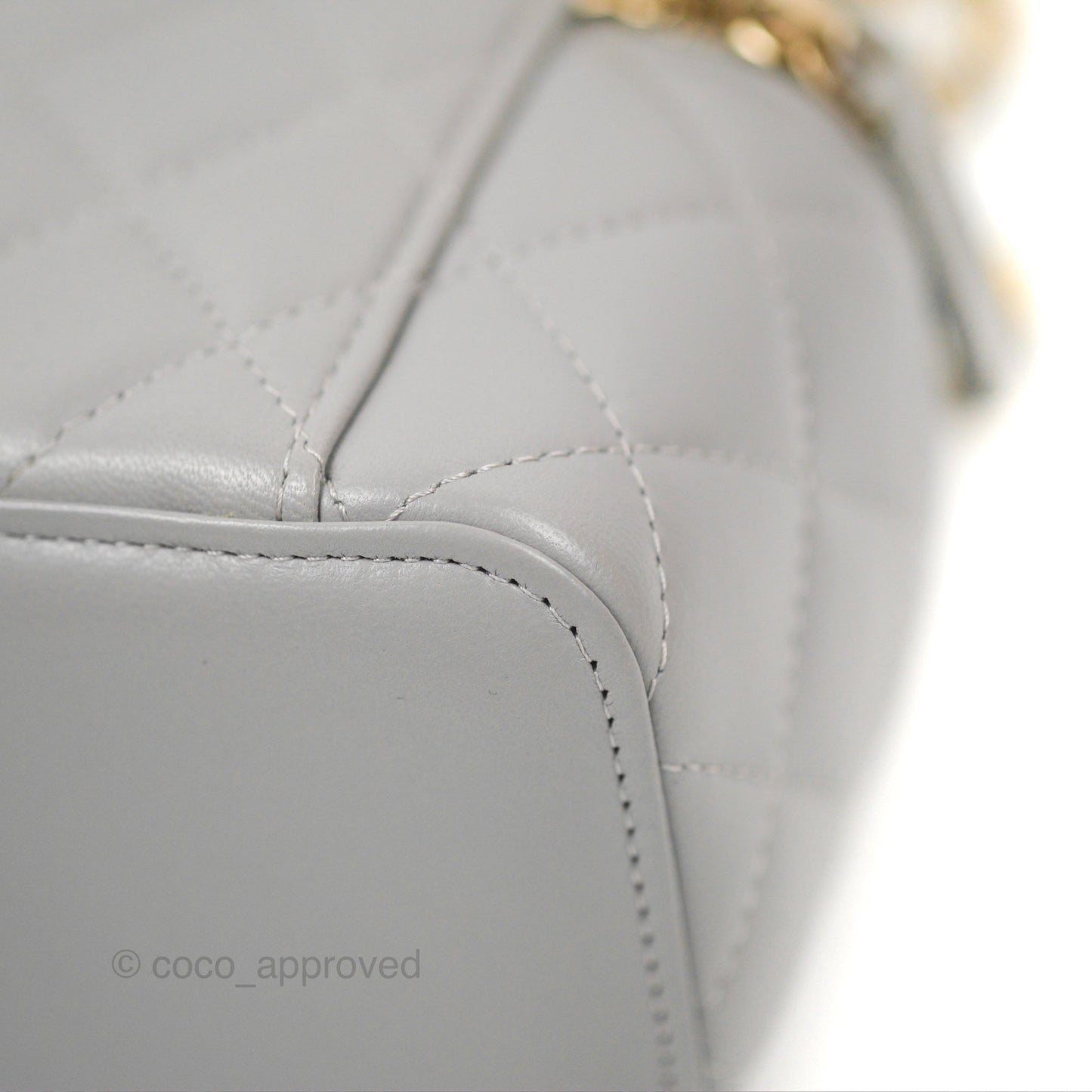 Chanel Classic Pearl Crush Mini Vanity With Chain Grey Lambskin Aged Gold Hardware