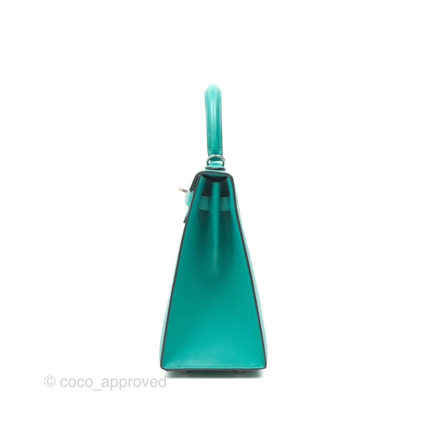 Hermès Sellier Kelly 25 Madame Leather Vert Verone U1/ Bleu De Prusse 7P Palladium Hardware