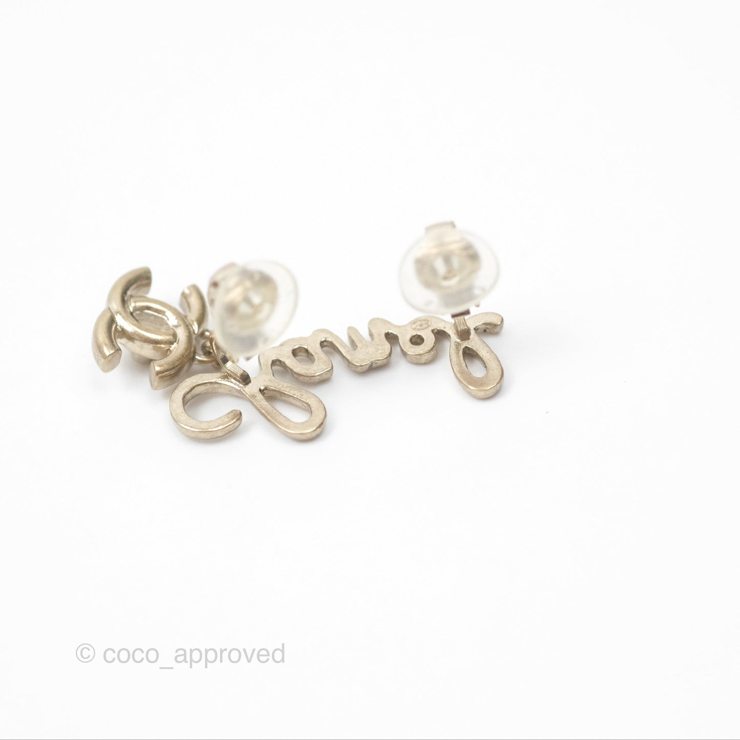 Chanel Logo CC Turnlock Ear Clips Gold Tone 21P