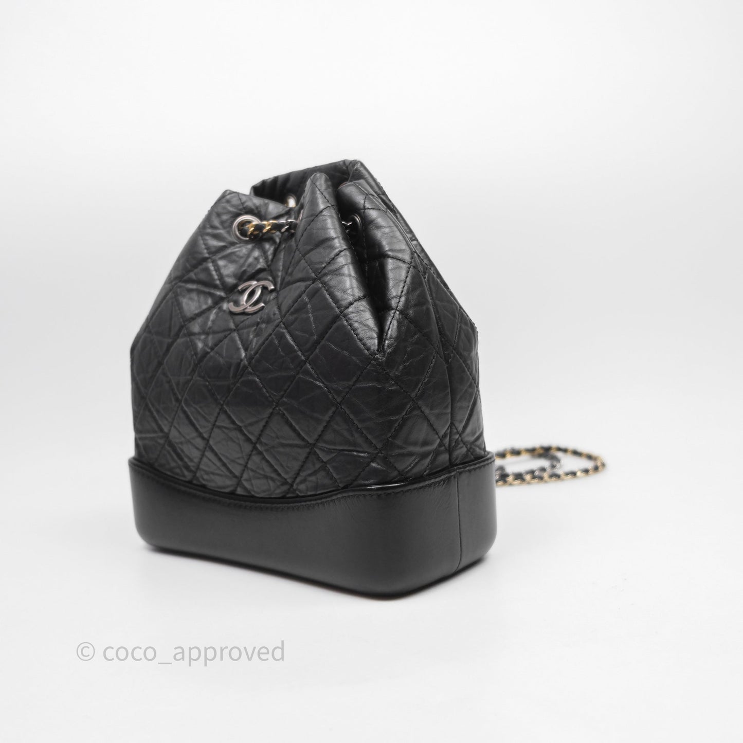 Chanel Small Gabrielle Backpack Quilted Black Aged Calfskin