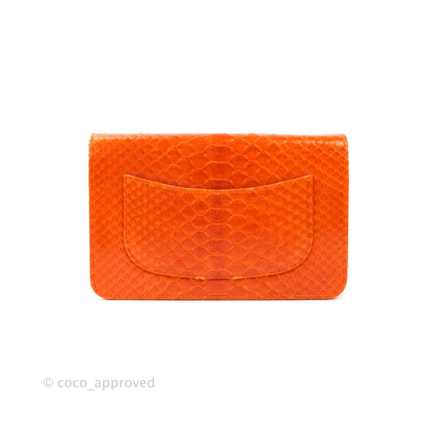 Chanel Wallet on Chain WOC Orange Python Aged Gold Hardware
