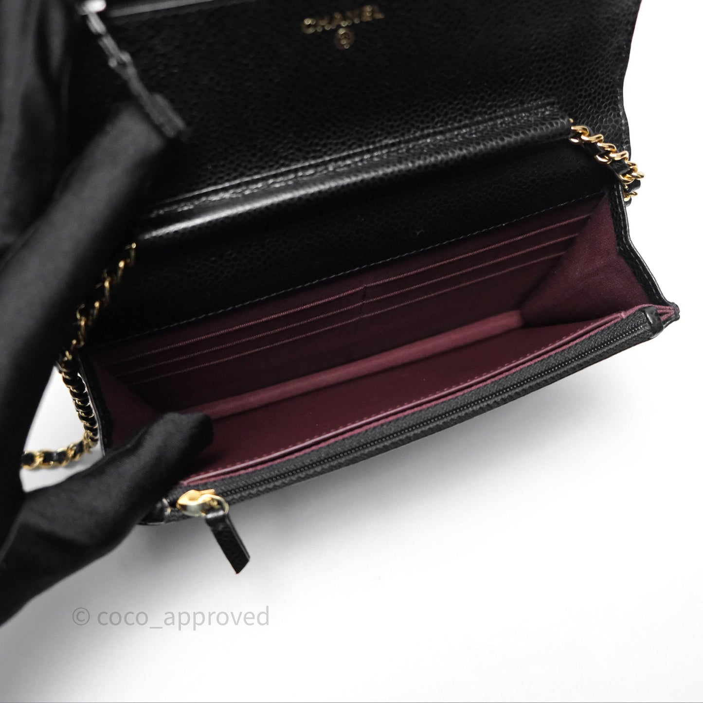 Chanel Quilted WOC Black Caviar Gold Hardware