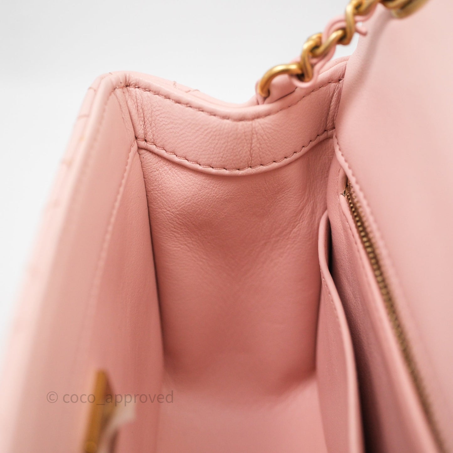 Chanel Pearl Crush Mini Square Quilted Pink Lambskin Aged Gold Hardware