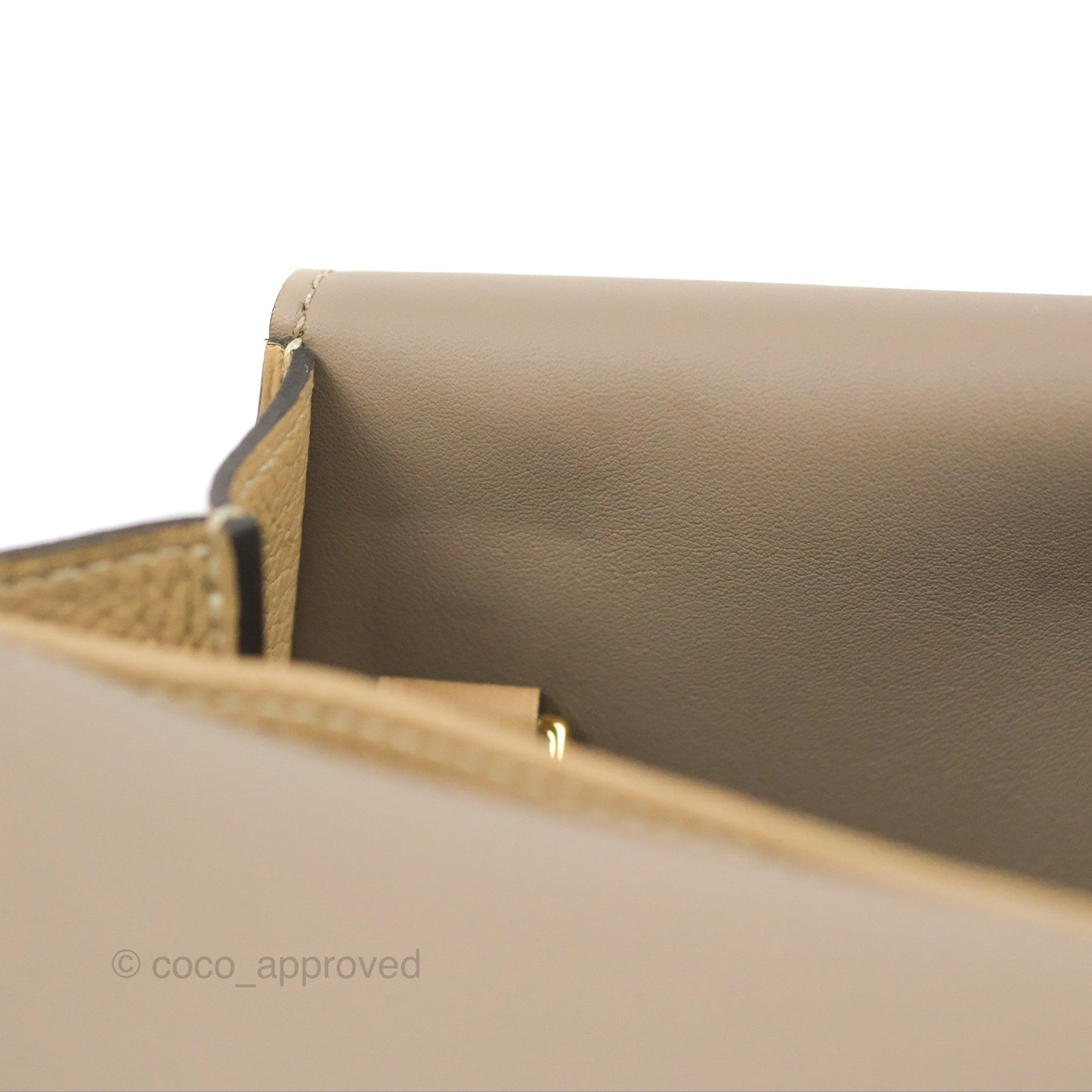 Hermès Halzan 25 Trench/Etoupe Clemence Gold Hardware