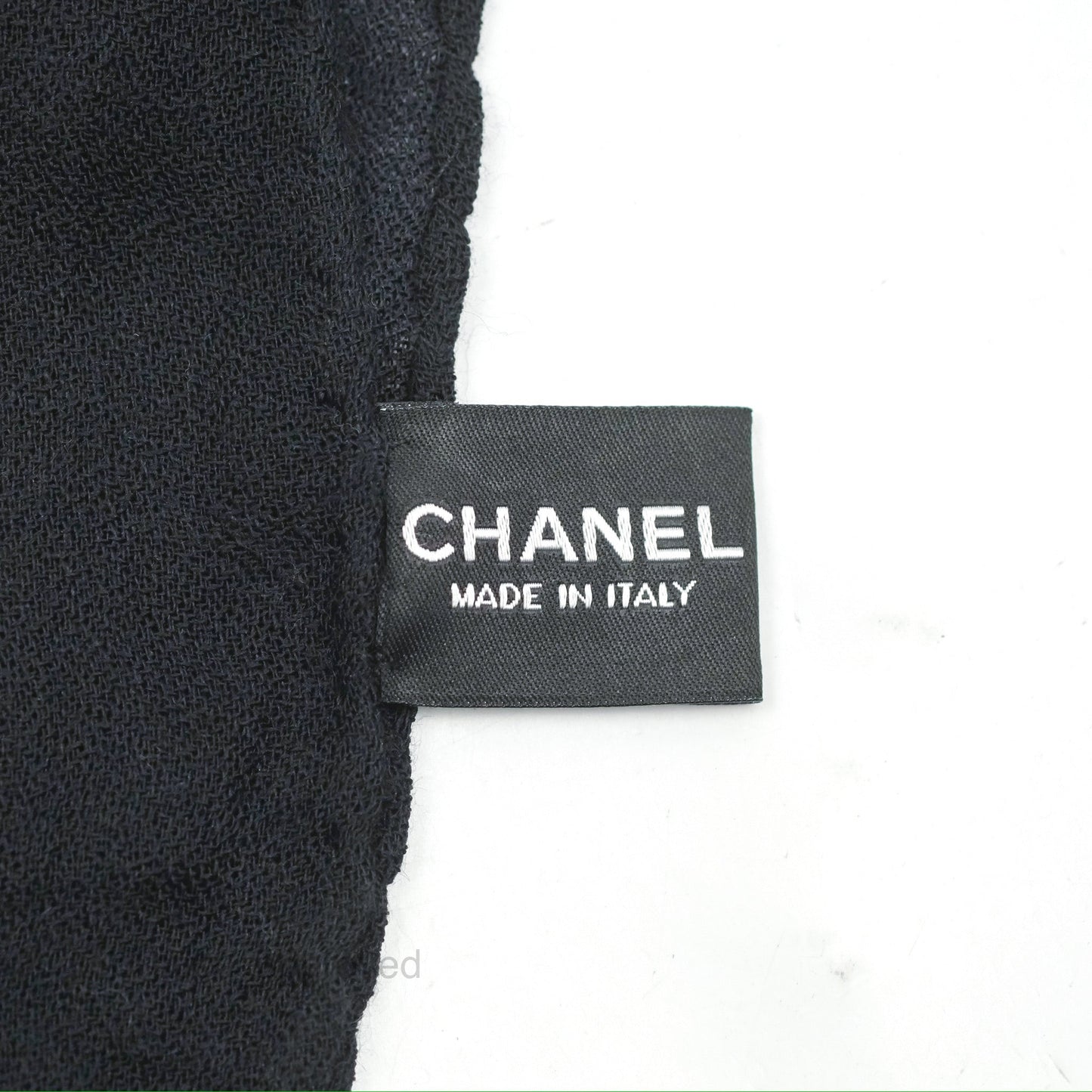 Chanel Pearl Chain CC Print Scarf Wool/Cashmere/Silk Ivory Black