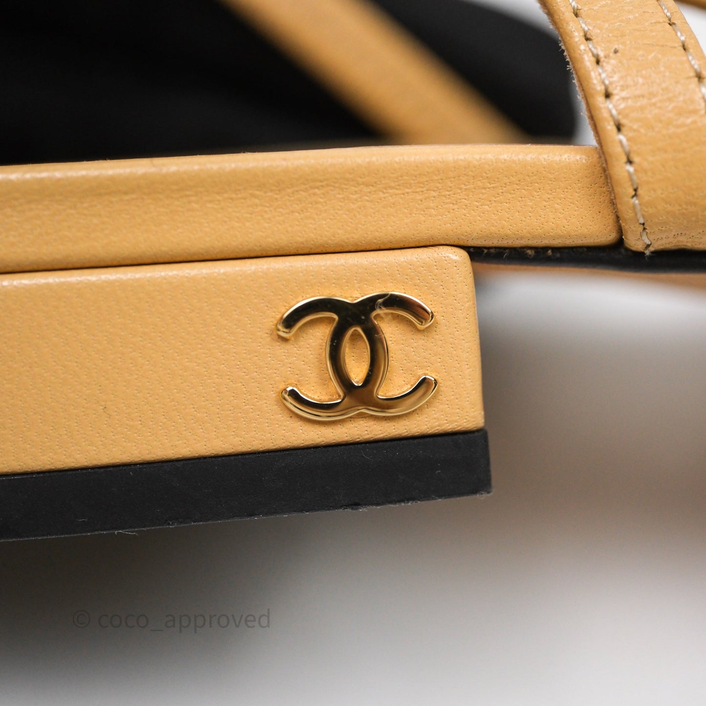 Chanel Classic Slingback Flats Beige Black Size 36