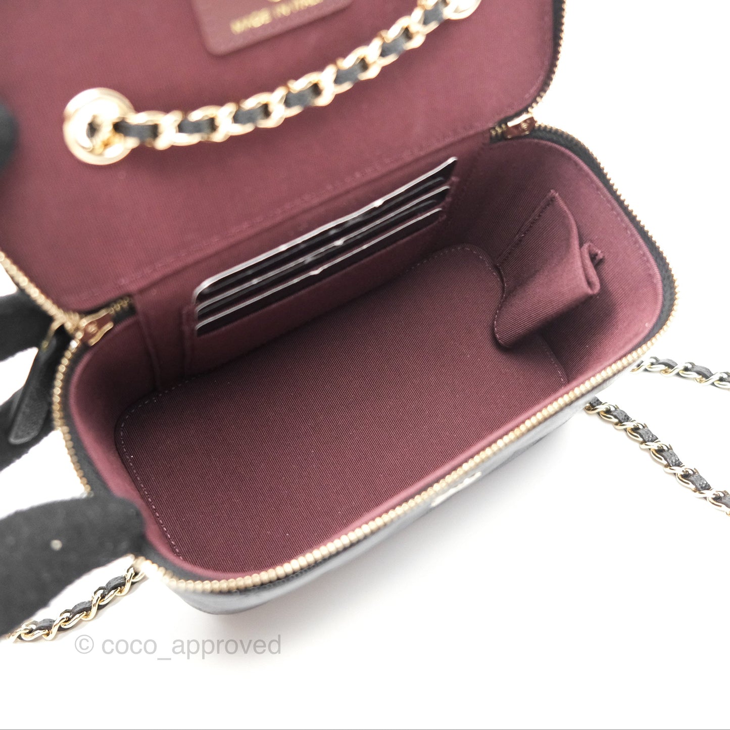 Chanel Vanity Rectangular With Chain Black Caviar Gold Hardware