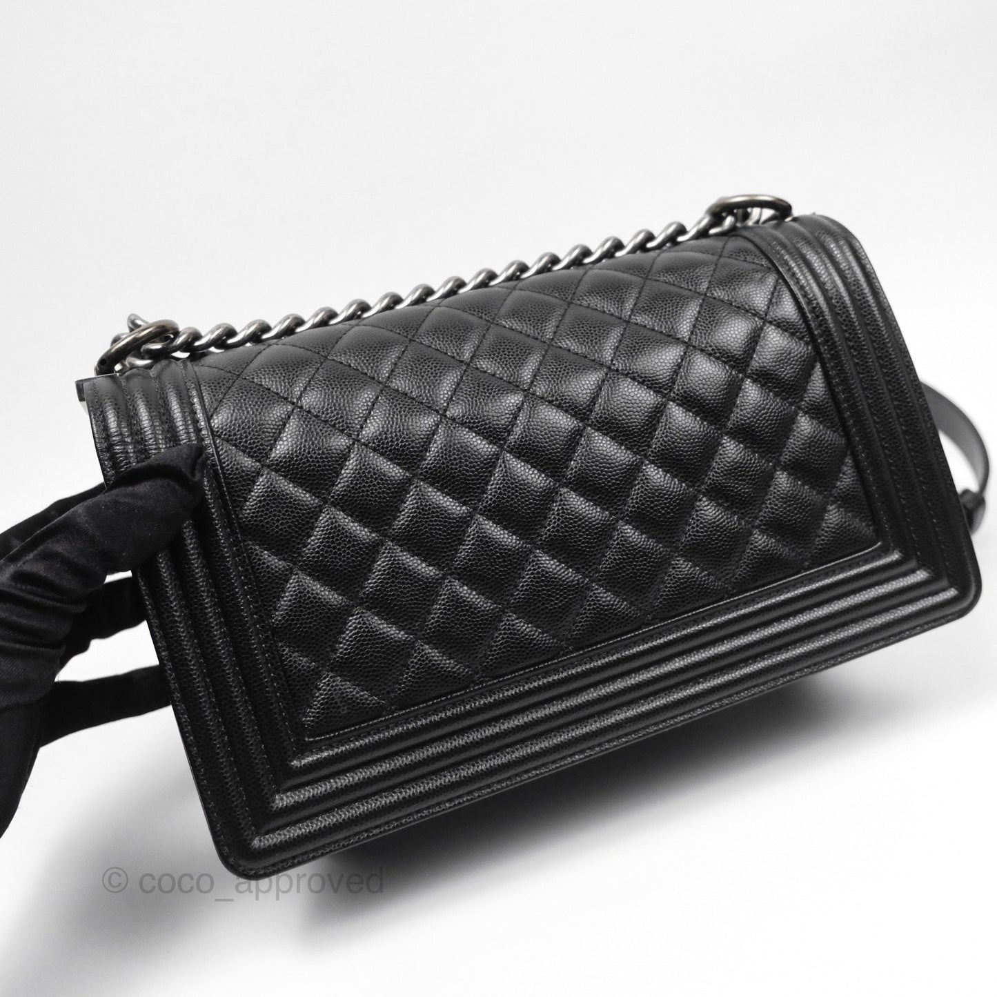 Chanel Medium Boy Quilted Black Caviar Ruthenium Hardware