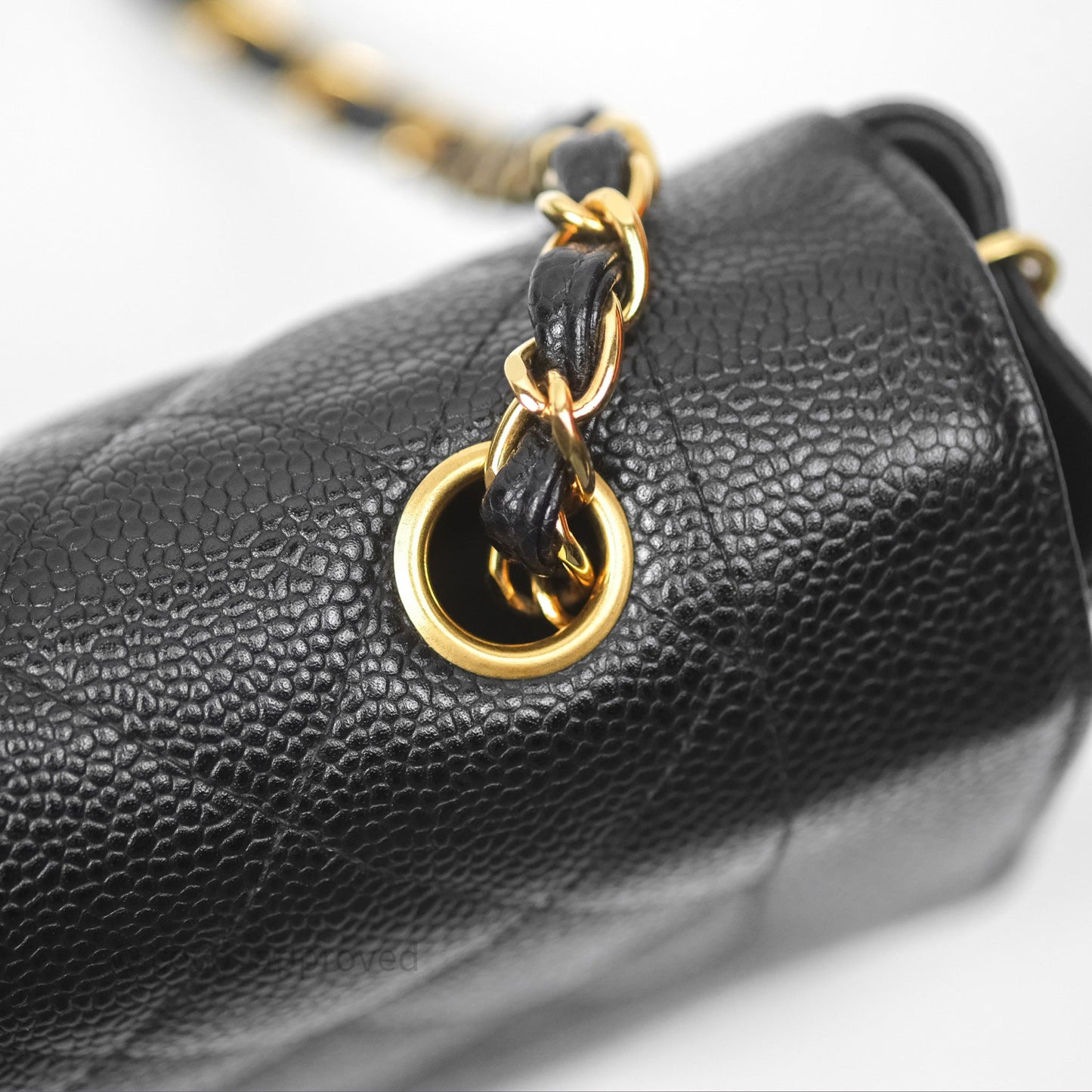 Chanel Small Vintage Quilted Classic Diana Flap Bag Black Caviar 24K Gold Hardware