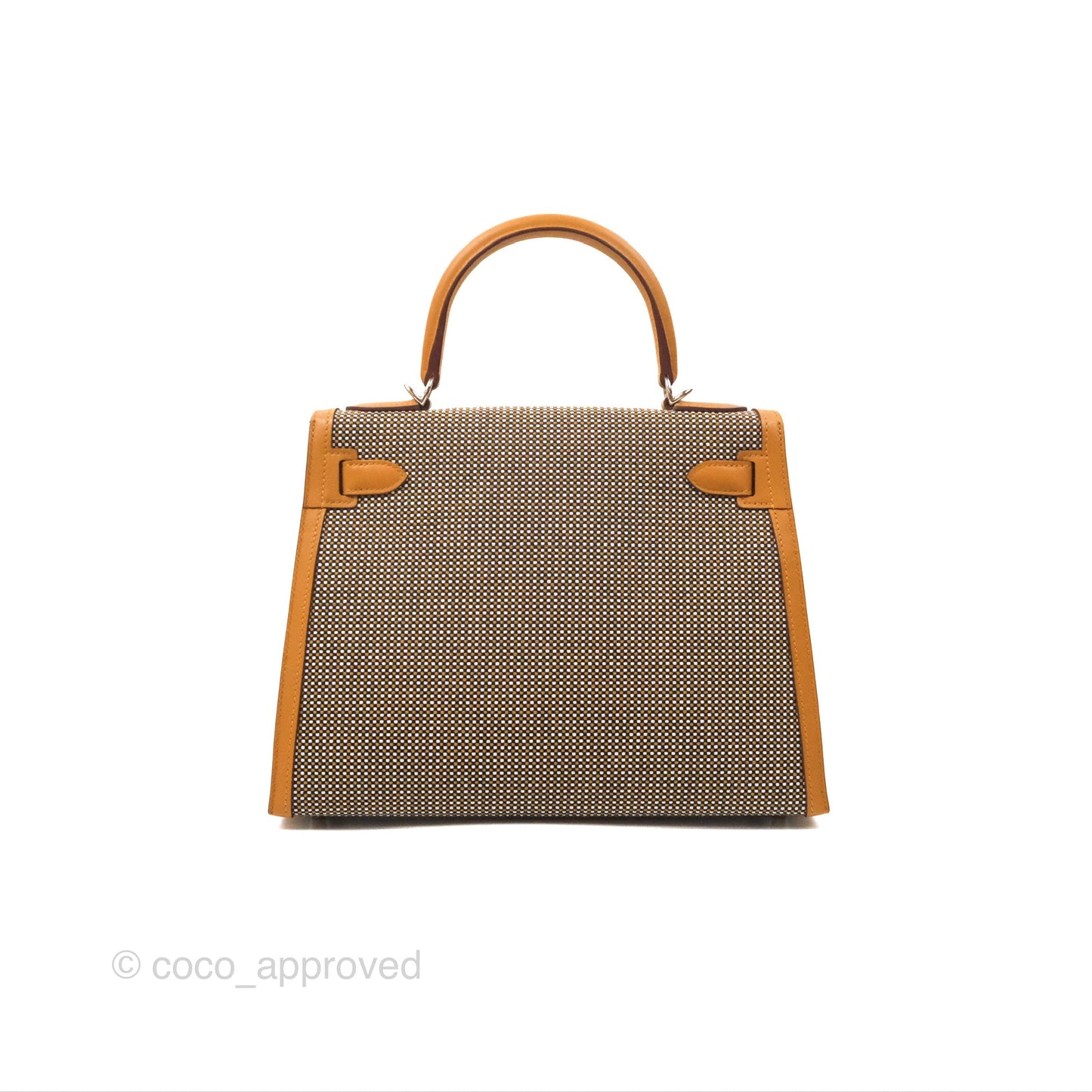 Hermès Kelly Sellier 28 Quadrille Black/White/Desert Sesame Swift