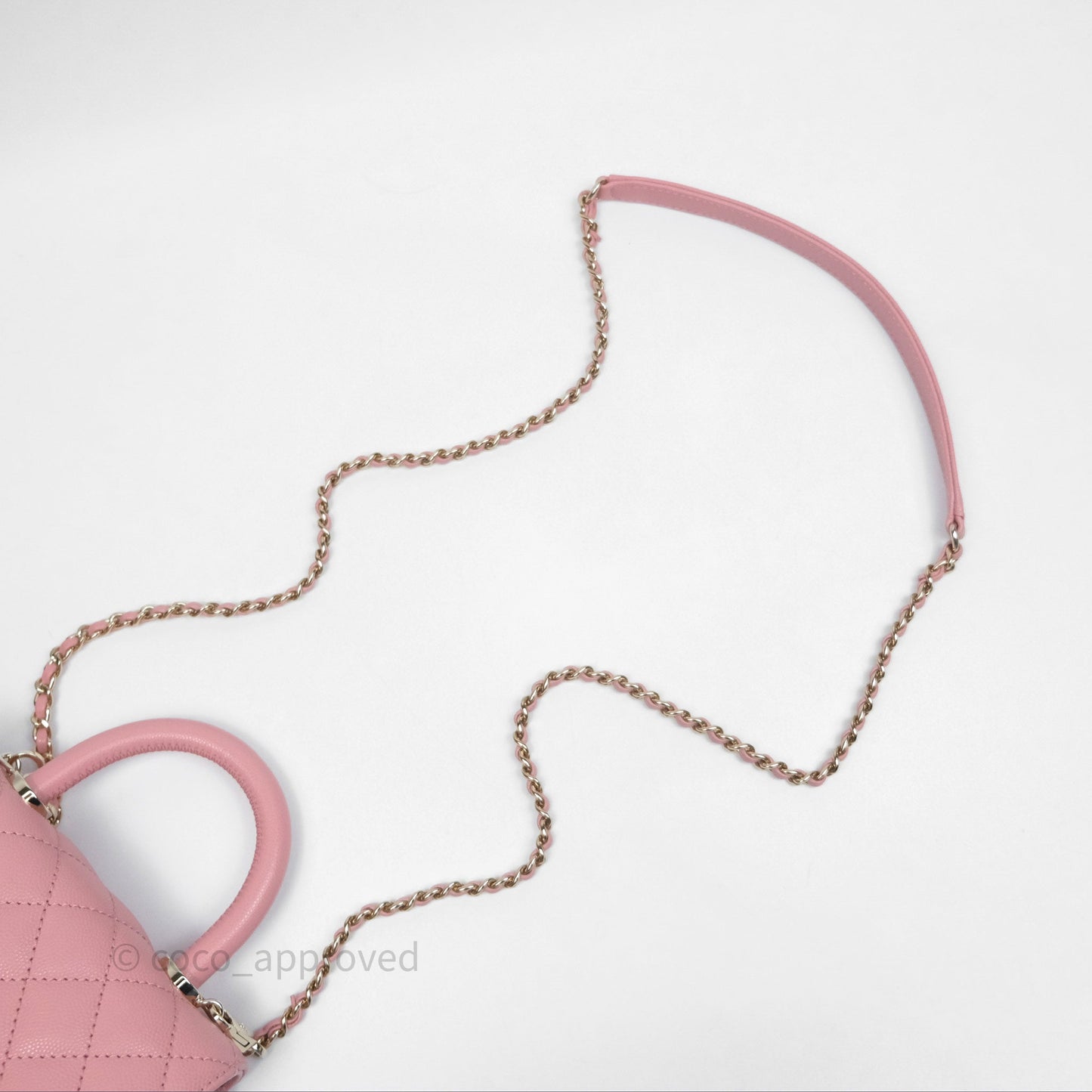 Chanel Mini Coco Handle Quilted Pink Caviar Gold Hardware