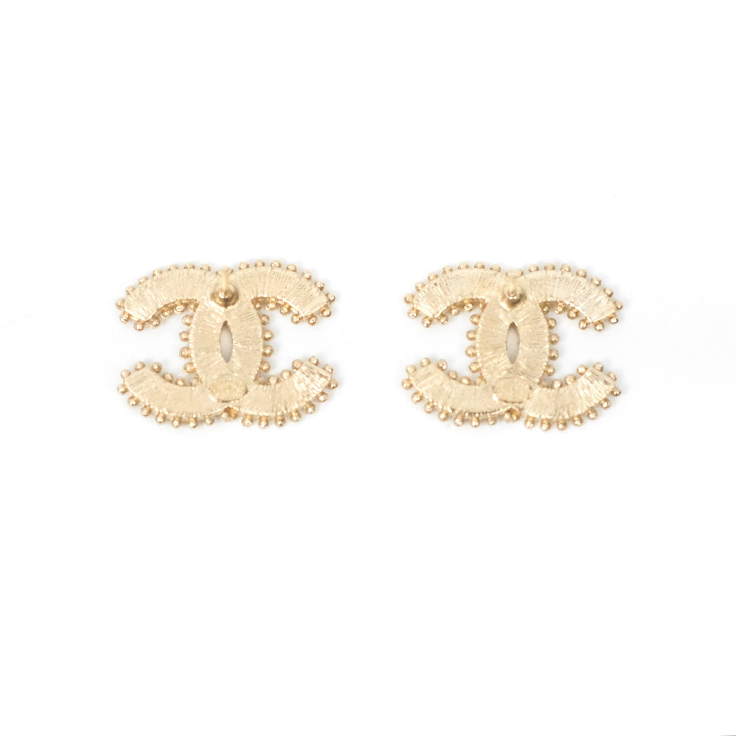 Chanel CC Beige Earrings Gold Tone 23K