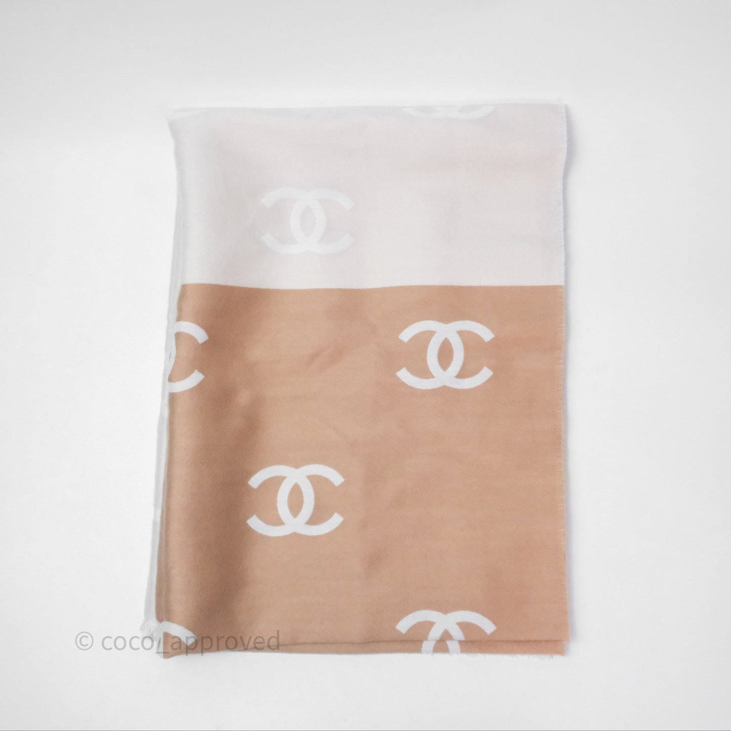 Chanel CC Logo Scarf Wool Coral 25C
