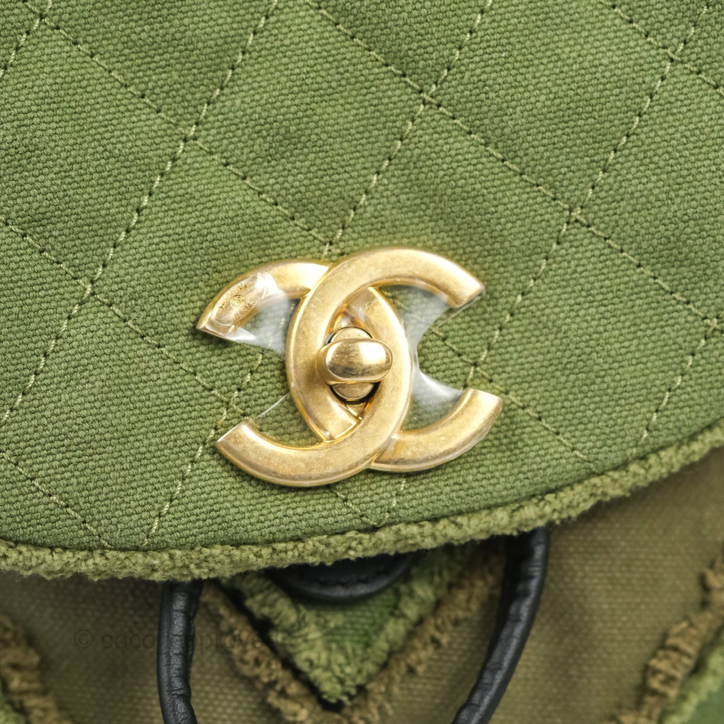 Chanel Coco Cuba Patchwork Chevron Backpack Green Canvas 2017 Cruise