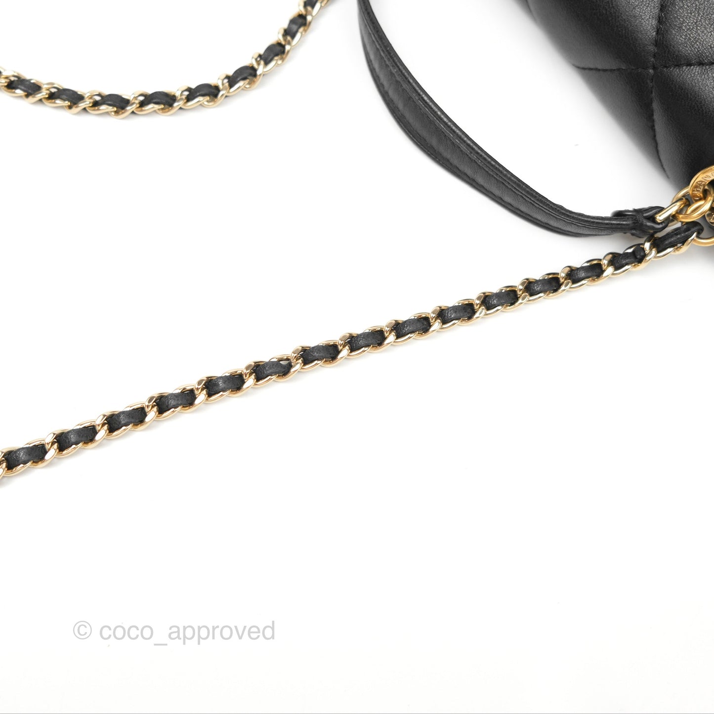 Chanel Small Coco Lady Quilted Flap Bag With Top Handle Black Calfskin Gold Hardware
