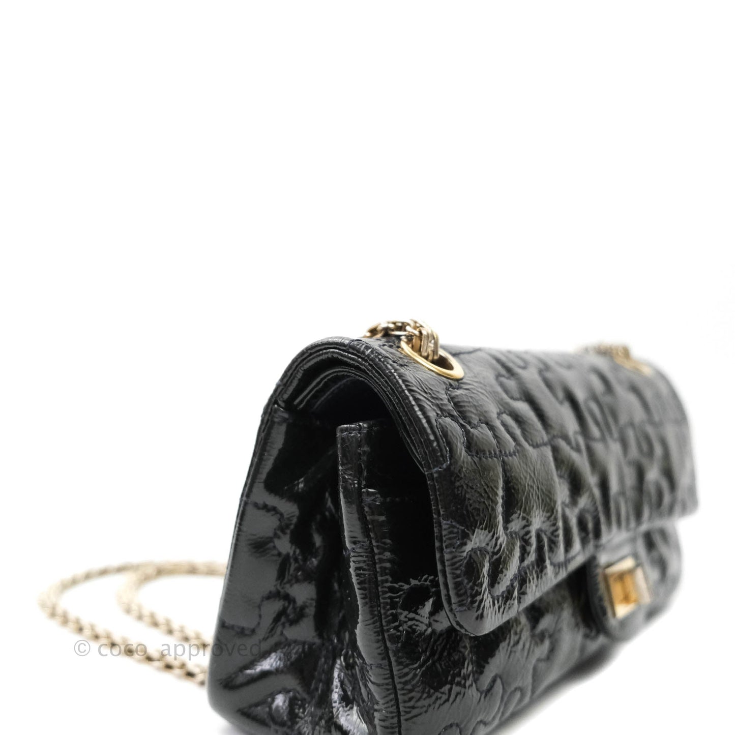 Chanel Puzzle 2.55 Reissue East West Flap Dark Green Patent Gold Hardware