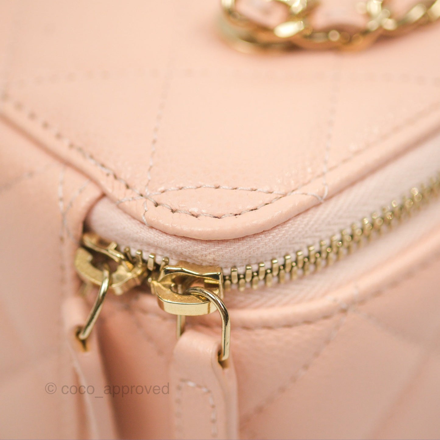 Chanel Vanity Rectangular Pink Beige Caviar Gold Hardware