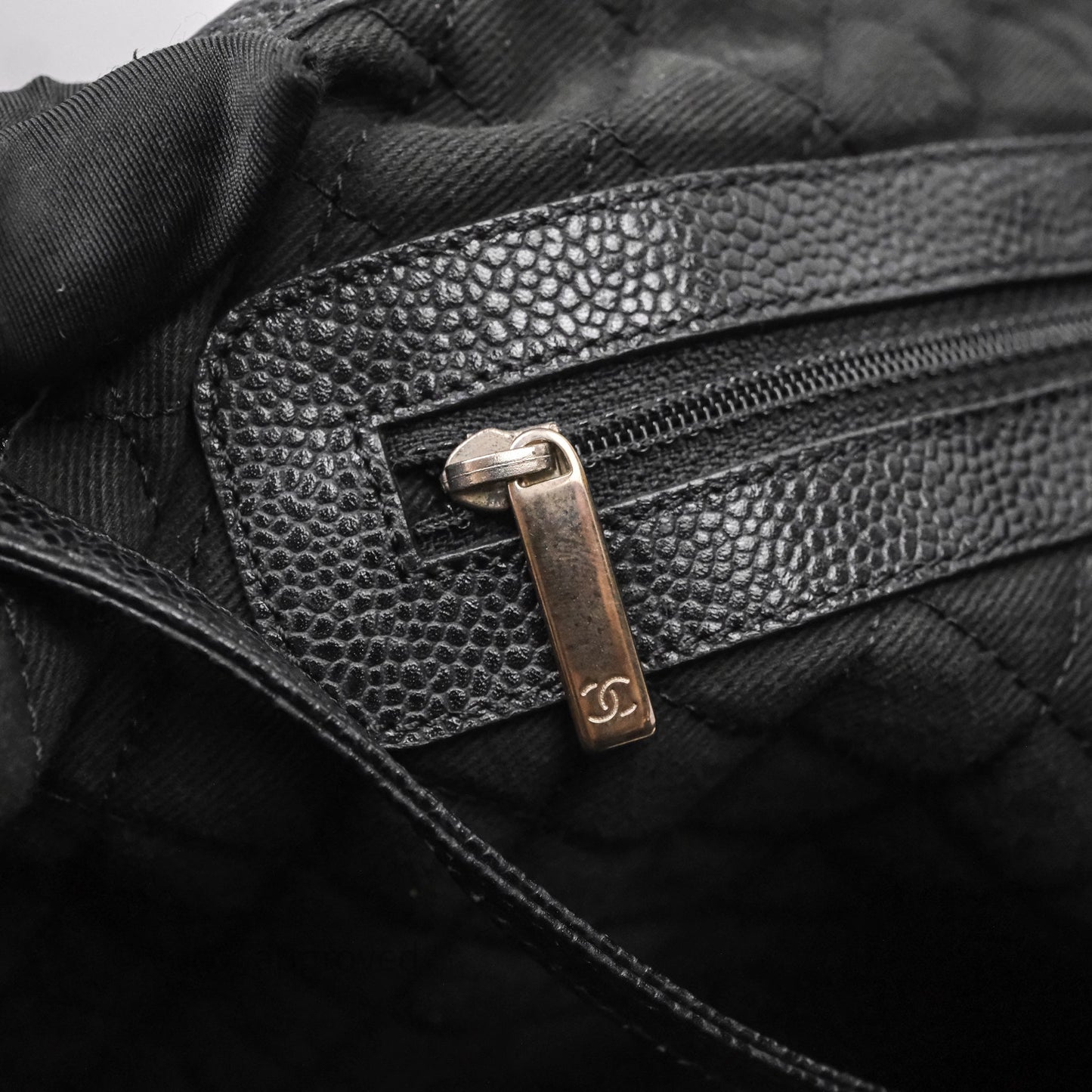 Chanel CC Print Logo Tote Bag Black