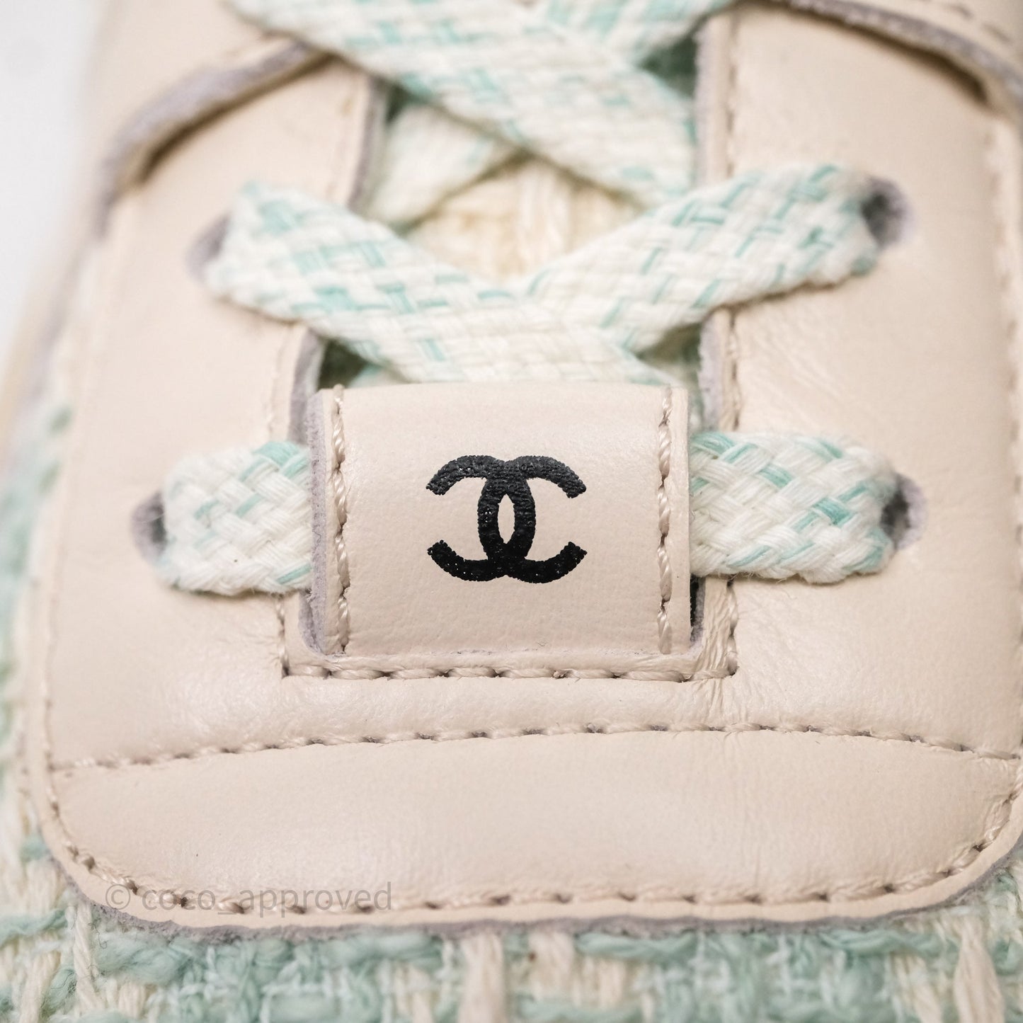 Chanel CC Sneakers Beige/ Blue Tweed Size 39