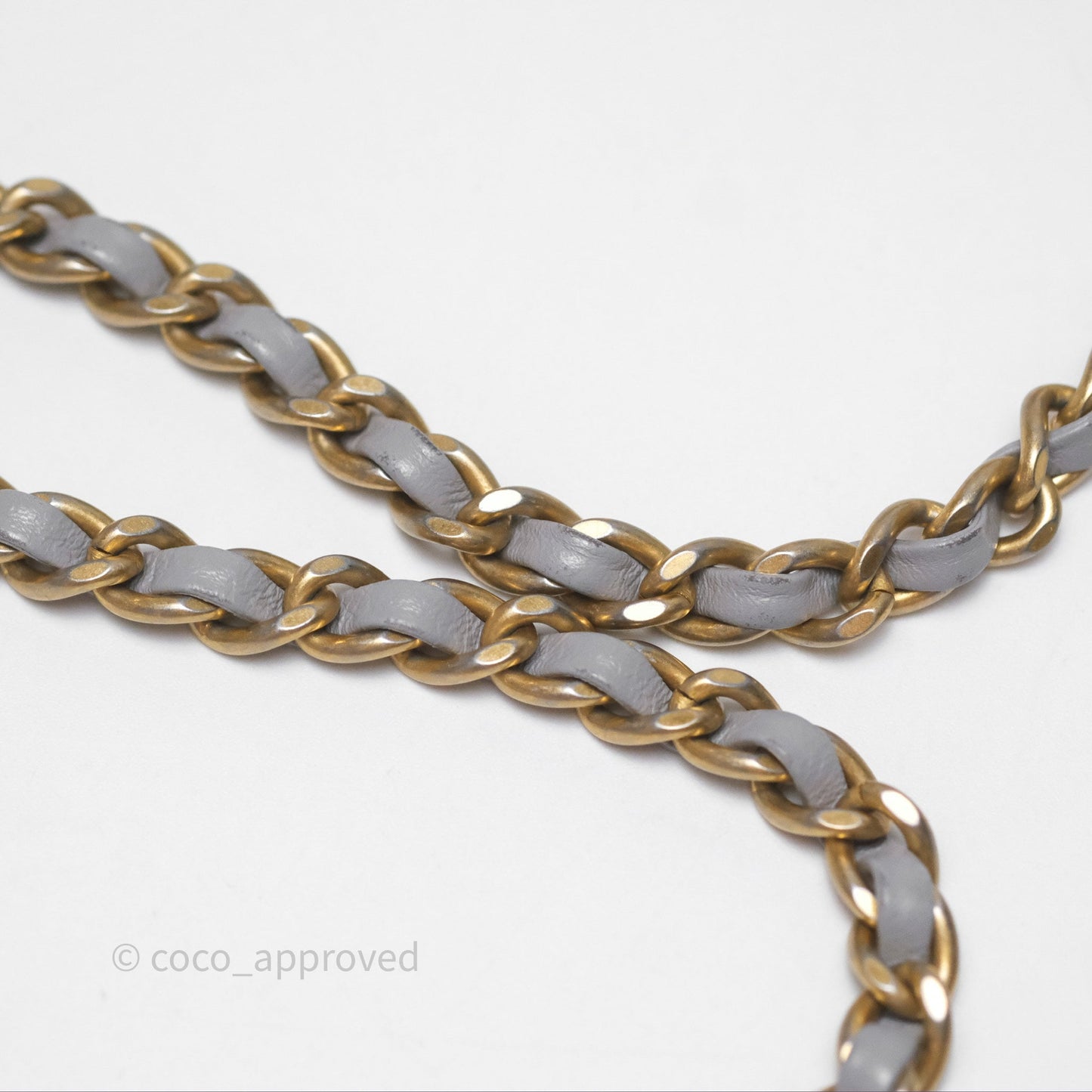 Chanel Pearl Crush Mini Rectangular Quilted Grey Lambskin Aged Gold Hardware