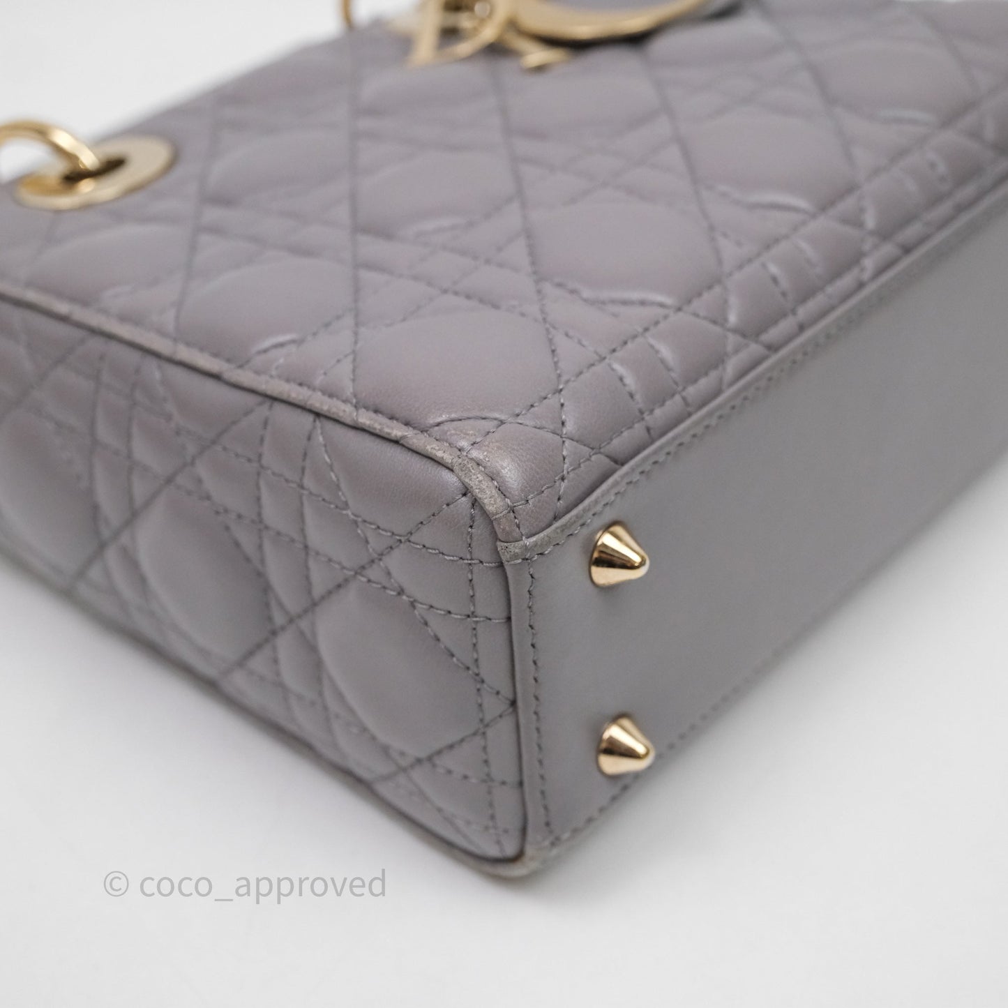 Christian Dior Small Lady Dior My ABCDior Bag Stone Gray Cannage Lambskin