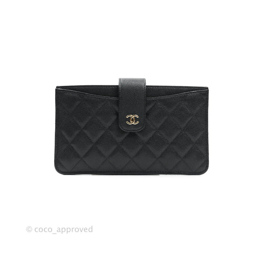 Chanel Classic Wallet Pouch Caviar Black Gold Hardware