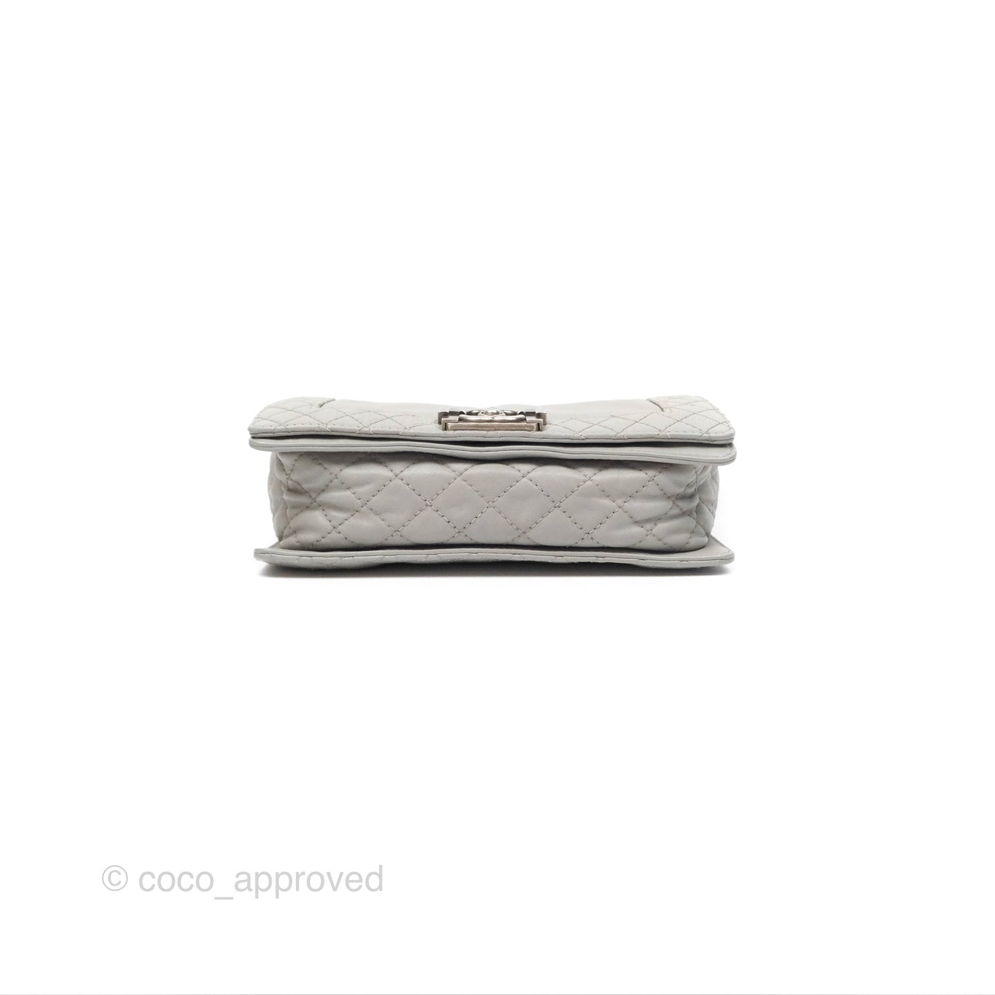 Chanel Medium Boy Reverso Flap Light Grey Calfskin Ruthenium Hardware
