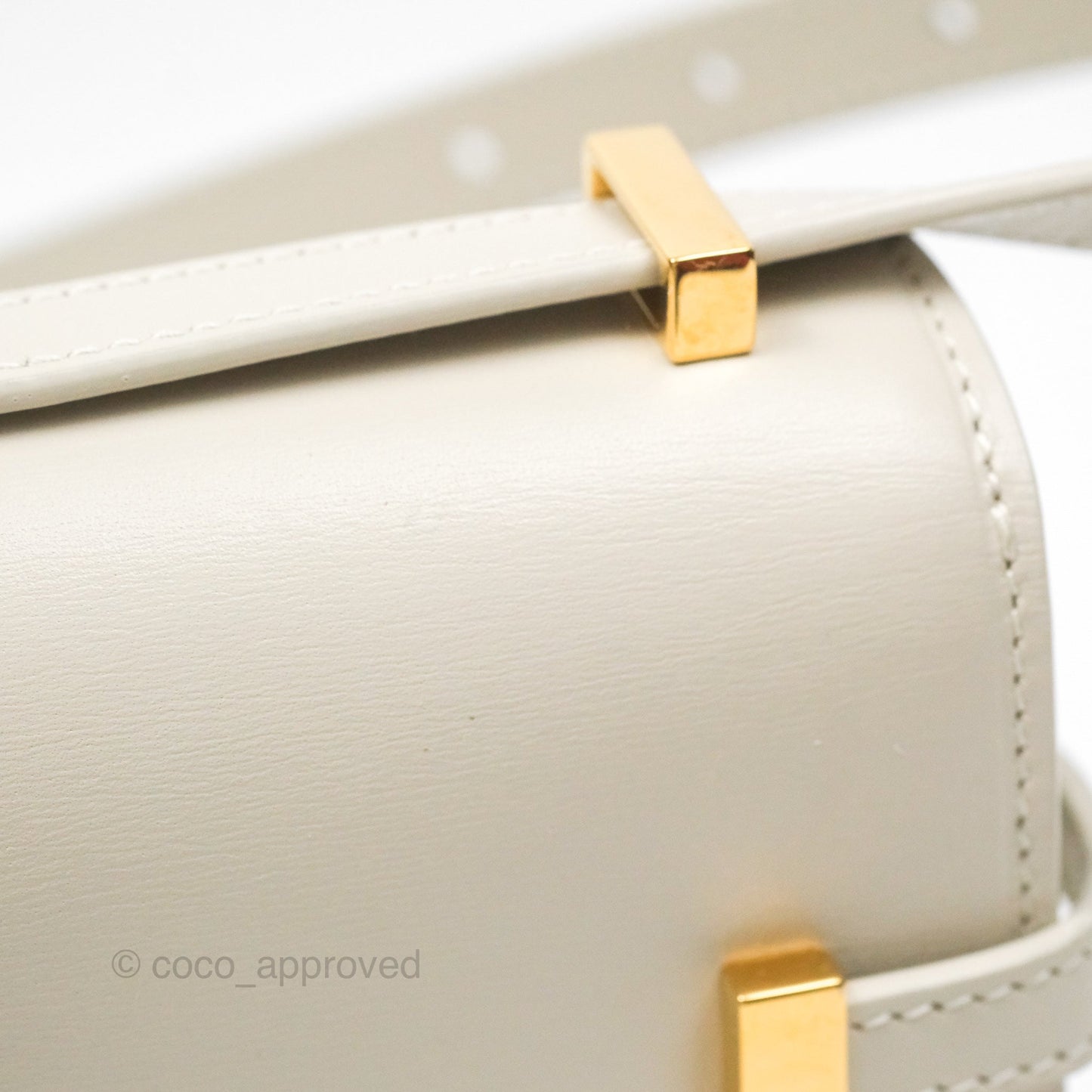 Saint Laurent Mini Manhattan Box Calfskin Blanc Vintage Gold Hardware