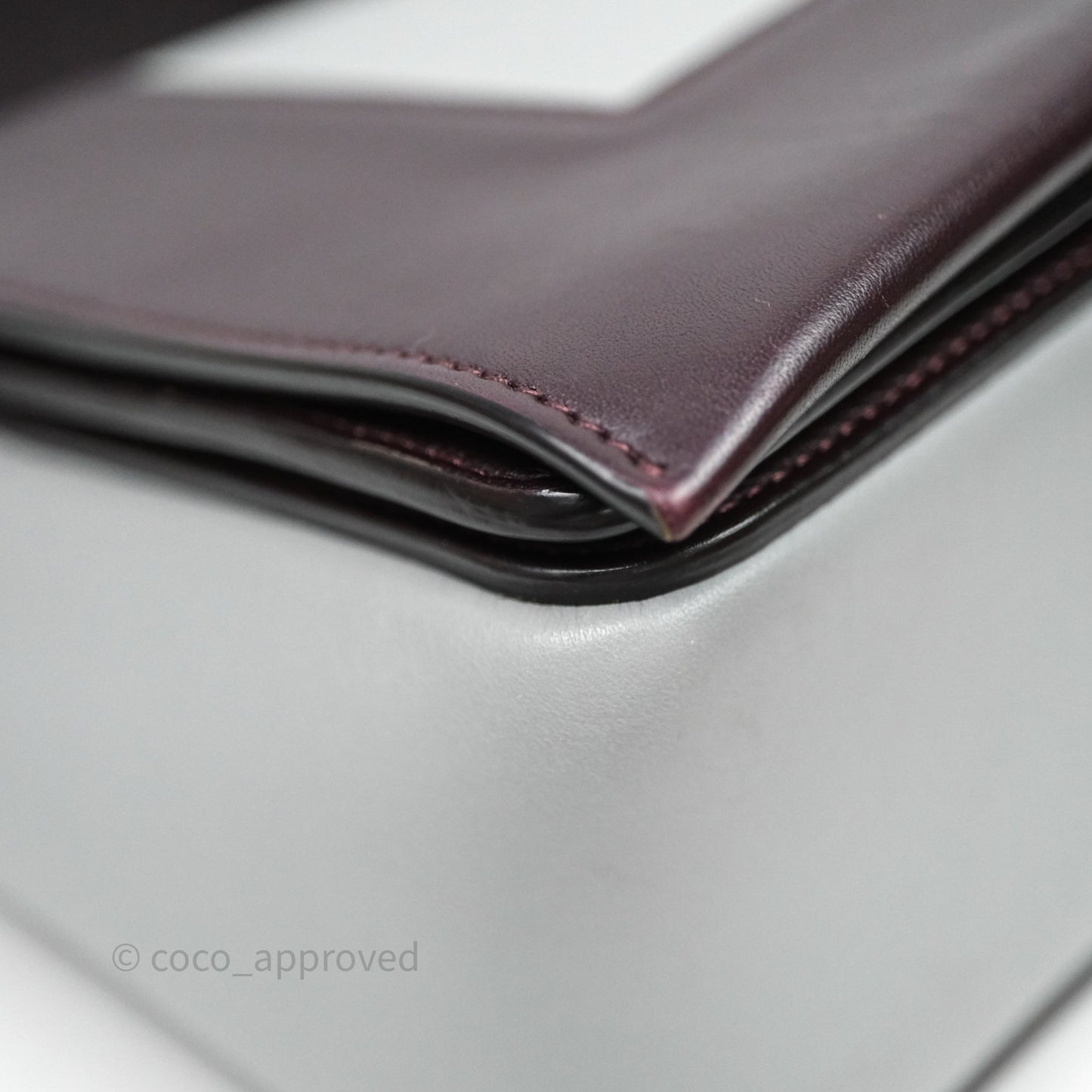 Celine Medium Frame Bag Burgundy / Pearl Blue Calfskin Silver Hardware