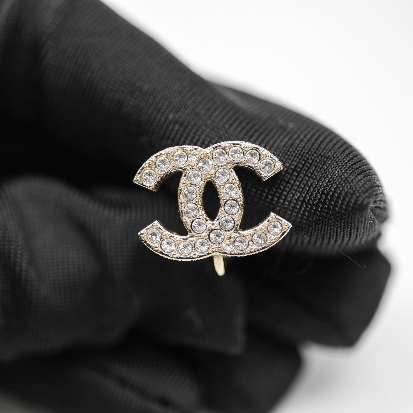 Chanel CC Crystals Ear Clips Gold Tone 24K